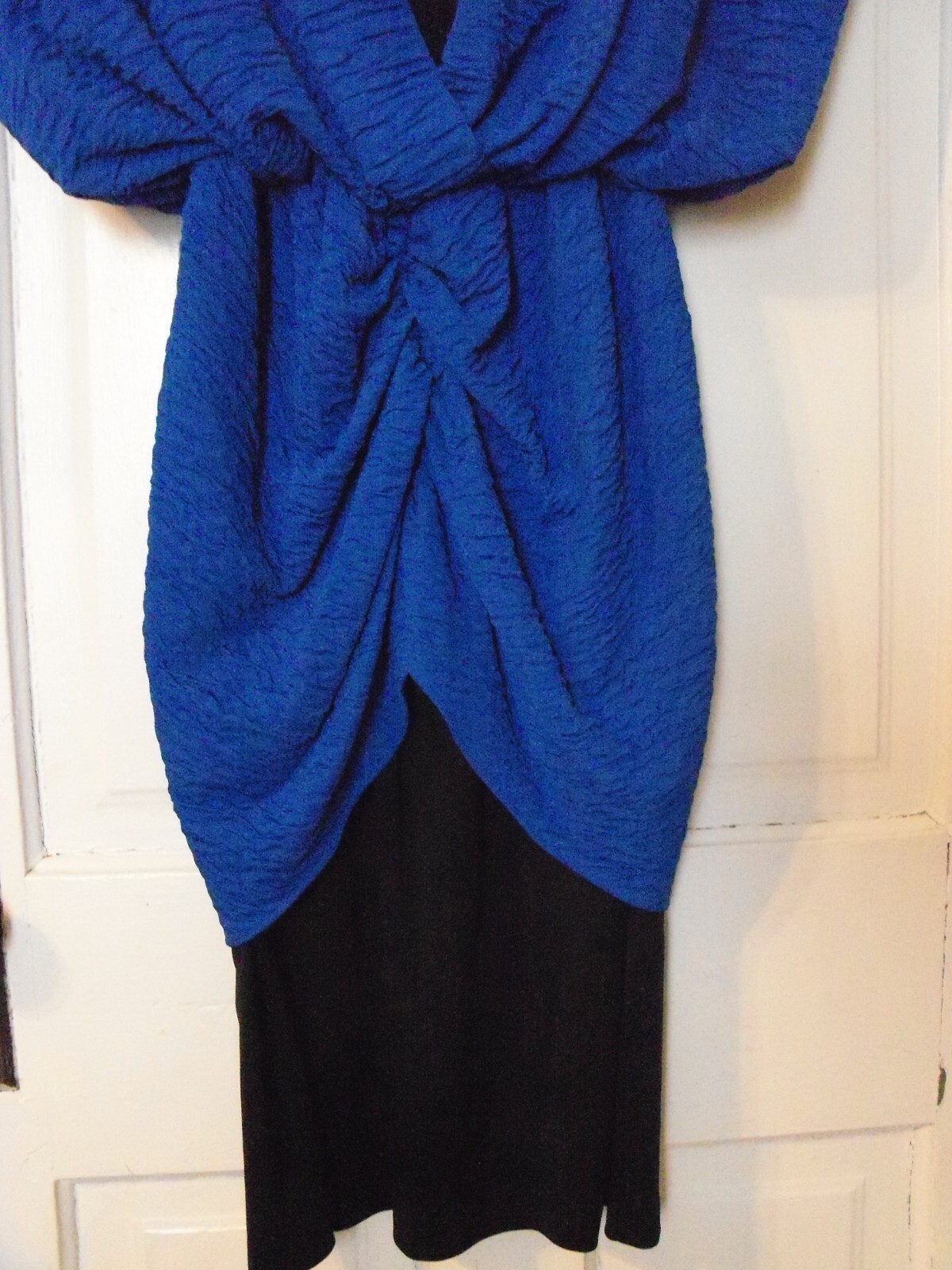 Size 13 Joni Blair Vintage 80s Blue and Black Dress with Shoulder Pads