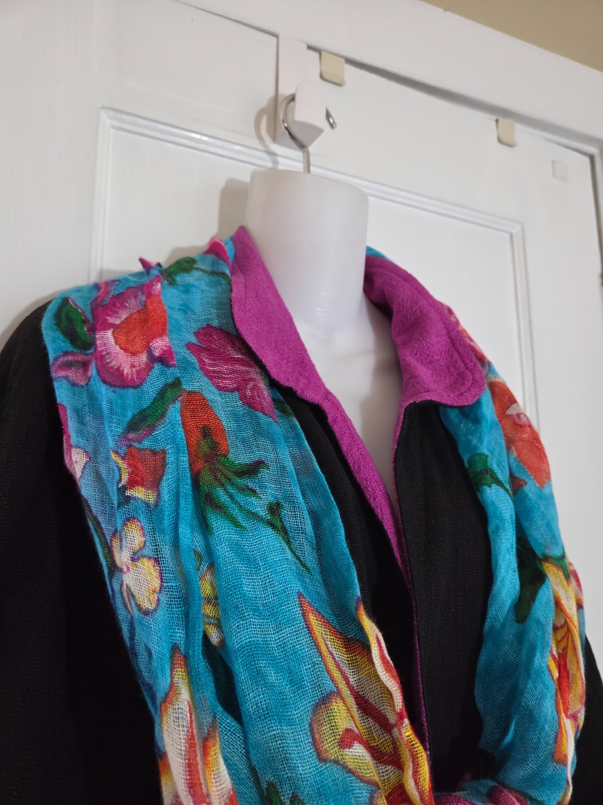 VINTAGE 100% Cotton SANGAM IMPORTS Reversible JACKET, XL, Pink & Black