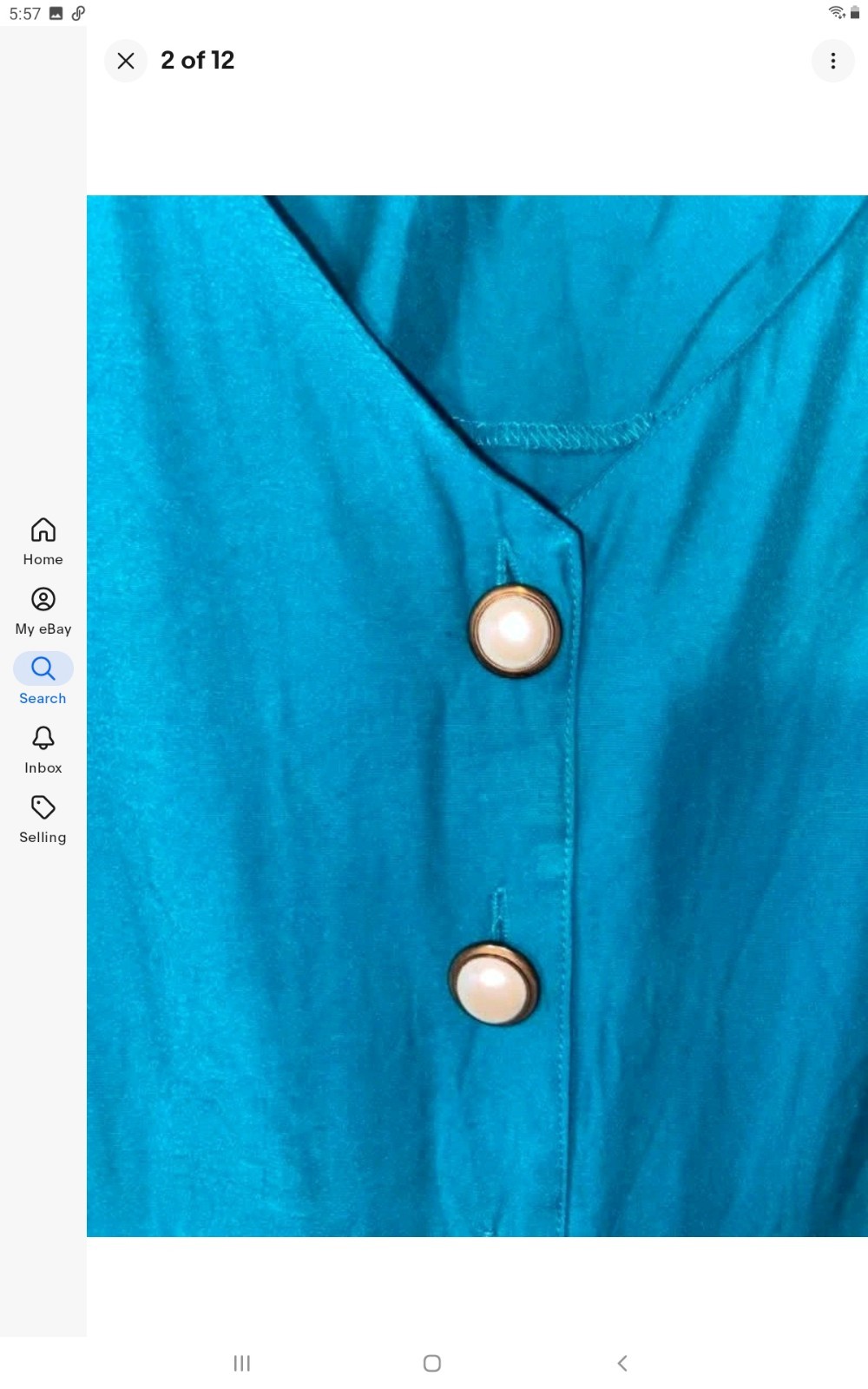 Vintage Teal Green Sunshine Button Up By Caroline Wells Womens L 1980S
