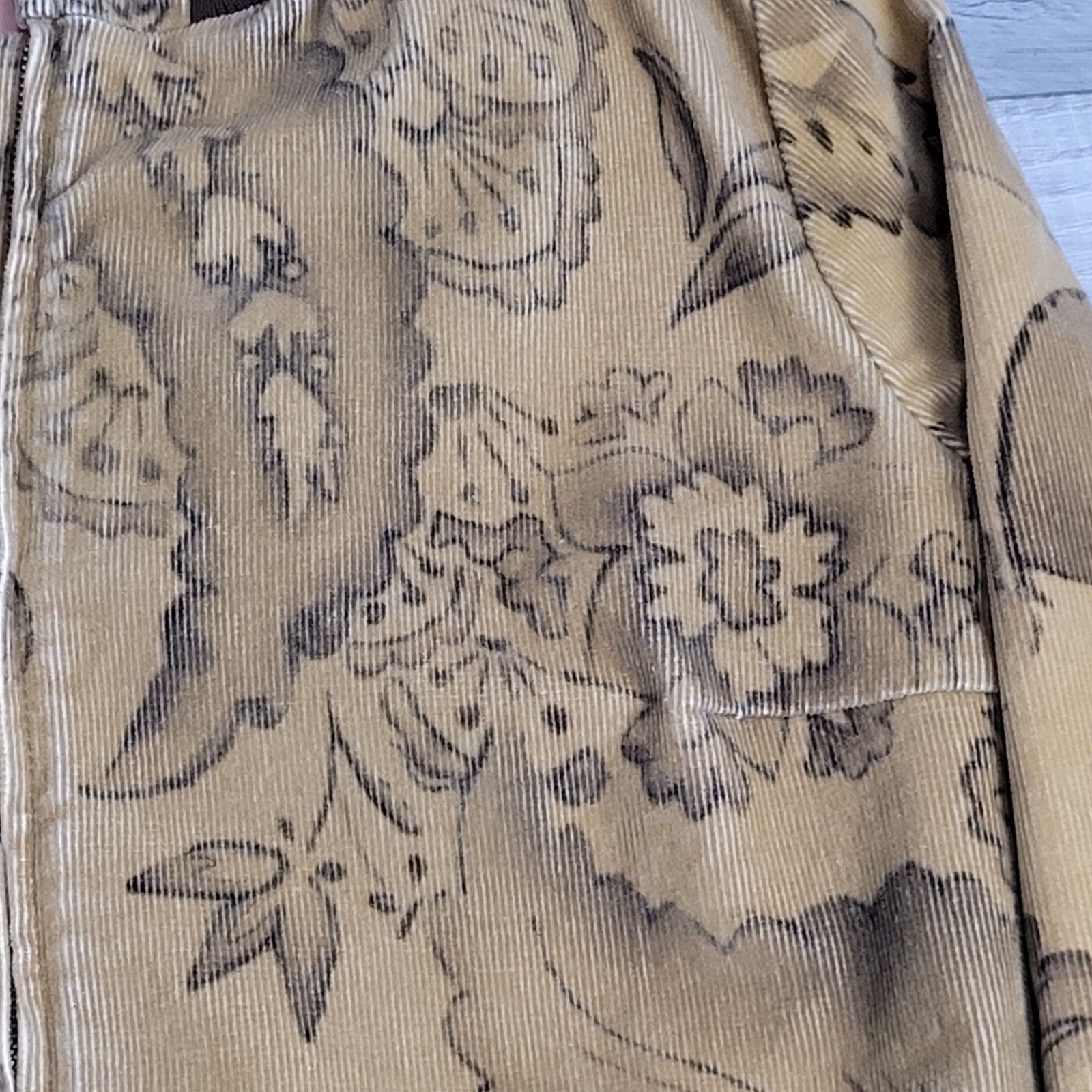 🧥Vintage View Jacket Women’s 8 Brown Floral Corduroy Bomber Full Zip YK2 Boho