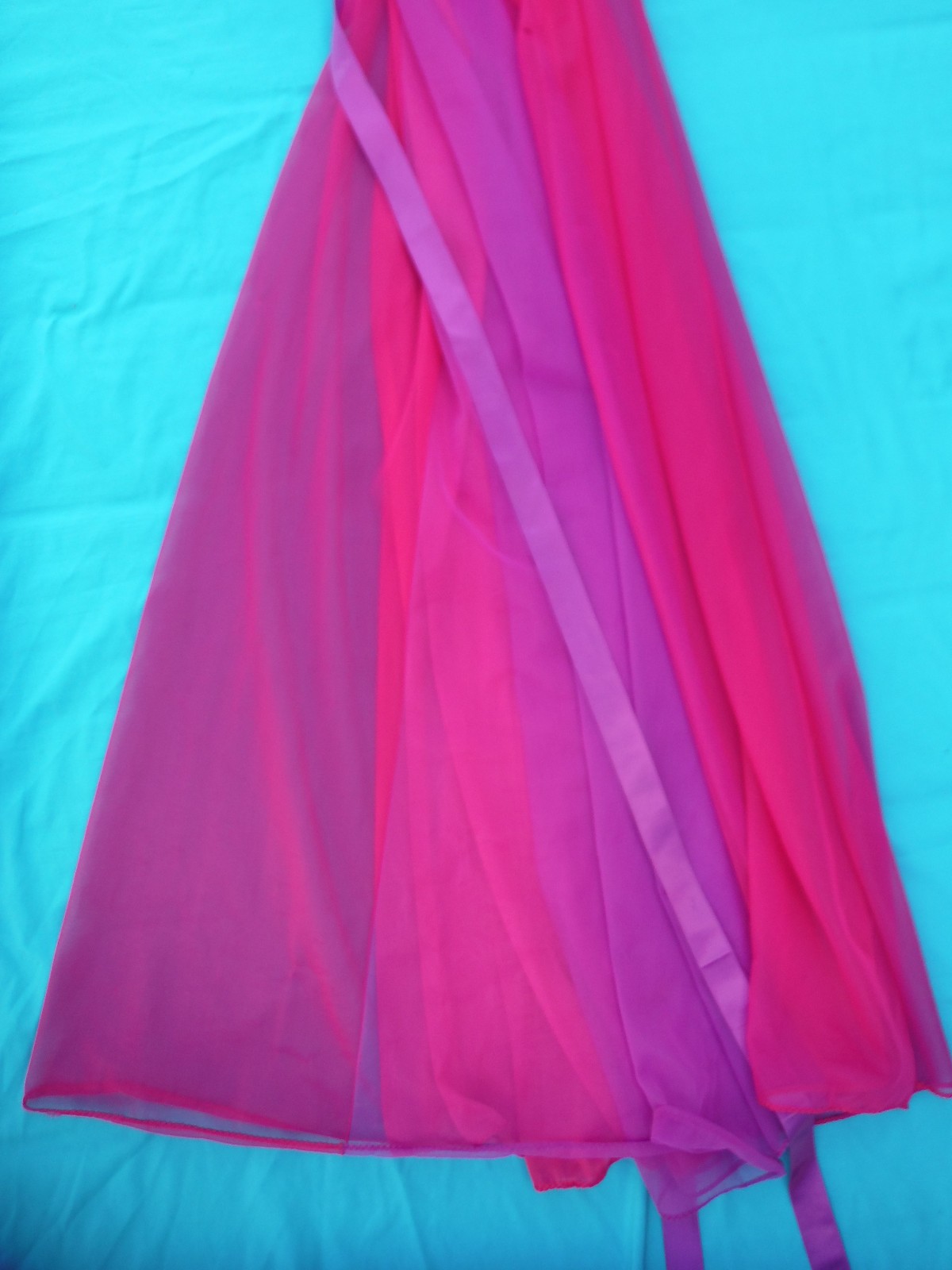 GORG! VTG Chiffon Purple & Magenta lined Maxi Gown Flowing Ruffles Amazing! Sm