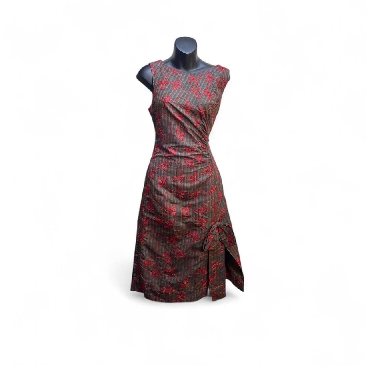 Vintage Handmade 50s XS/S Embroidered Evening Dress Bow ALine PINUP Mrs. Maisel