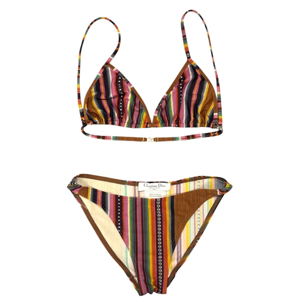 Christian Dior Vintage 2002 Multicolor Triangle Bikini #36 Swimwear Nylon 105186