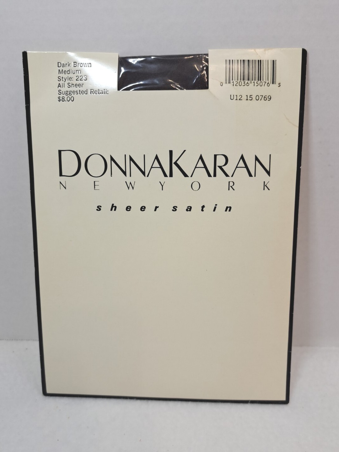 DONNA KARAN New York Sheer Satin Hosiery Dark Brown Style 223-Size Medium – NEW