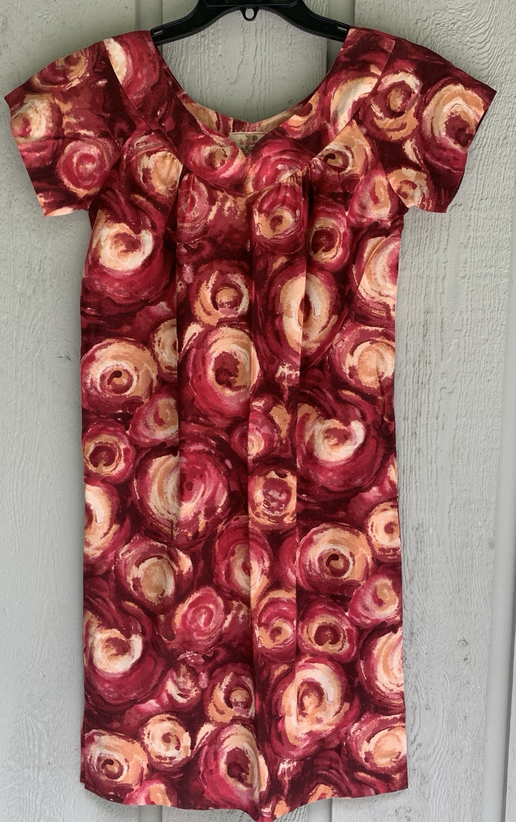 Vintage 60’s Ui- Maikai Floral Shift Dress Orange & Red Size 32 US 4/6