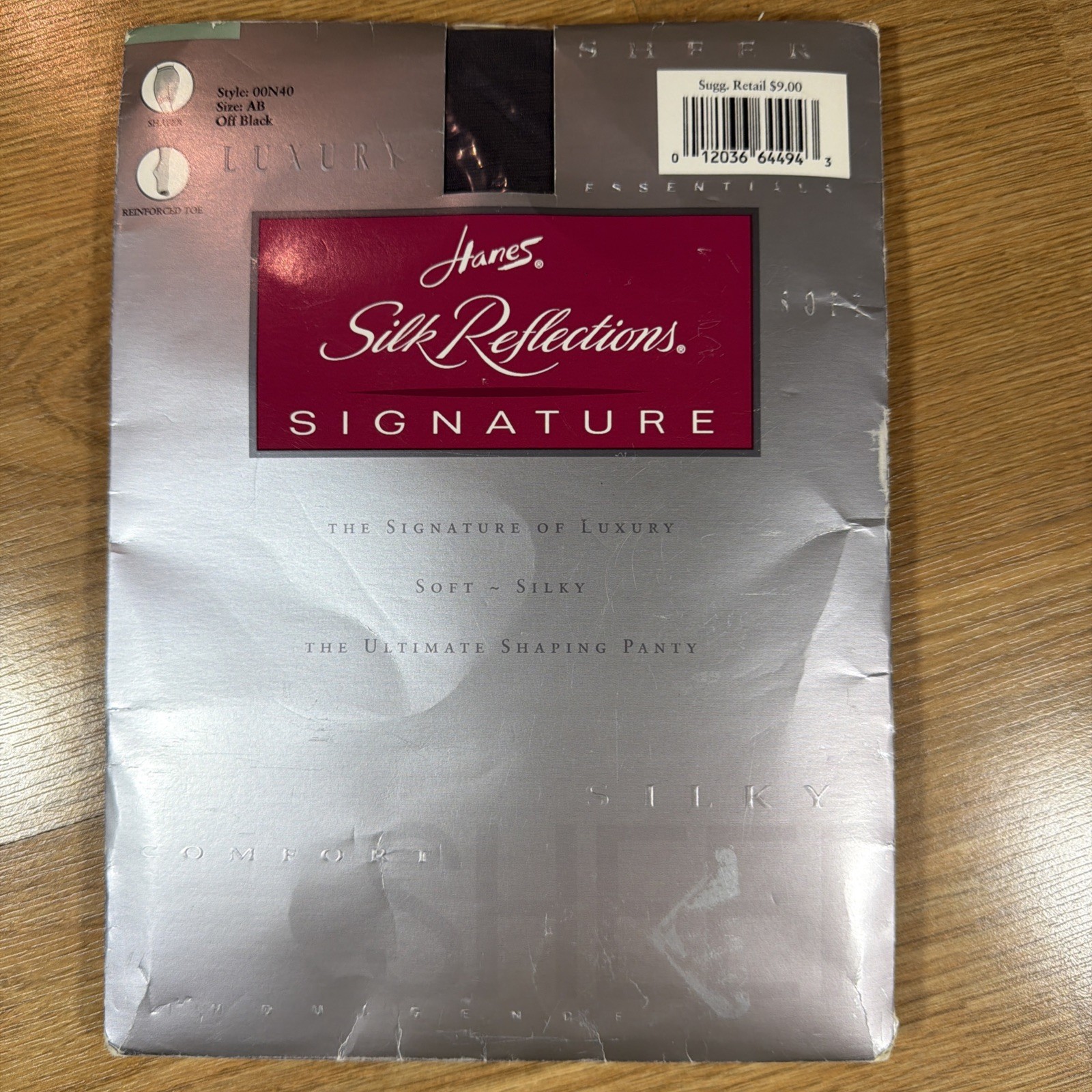 Vintage Hanes Silk Reflections Signature Off Black Control Top Pantyhose Sz: AB
