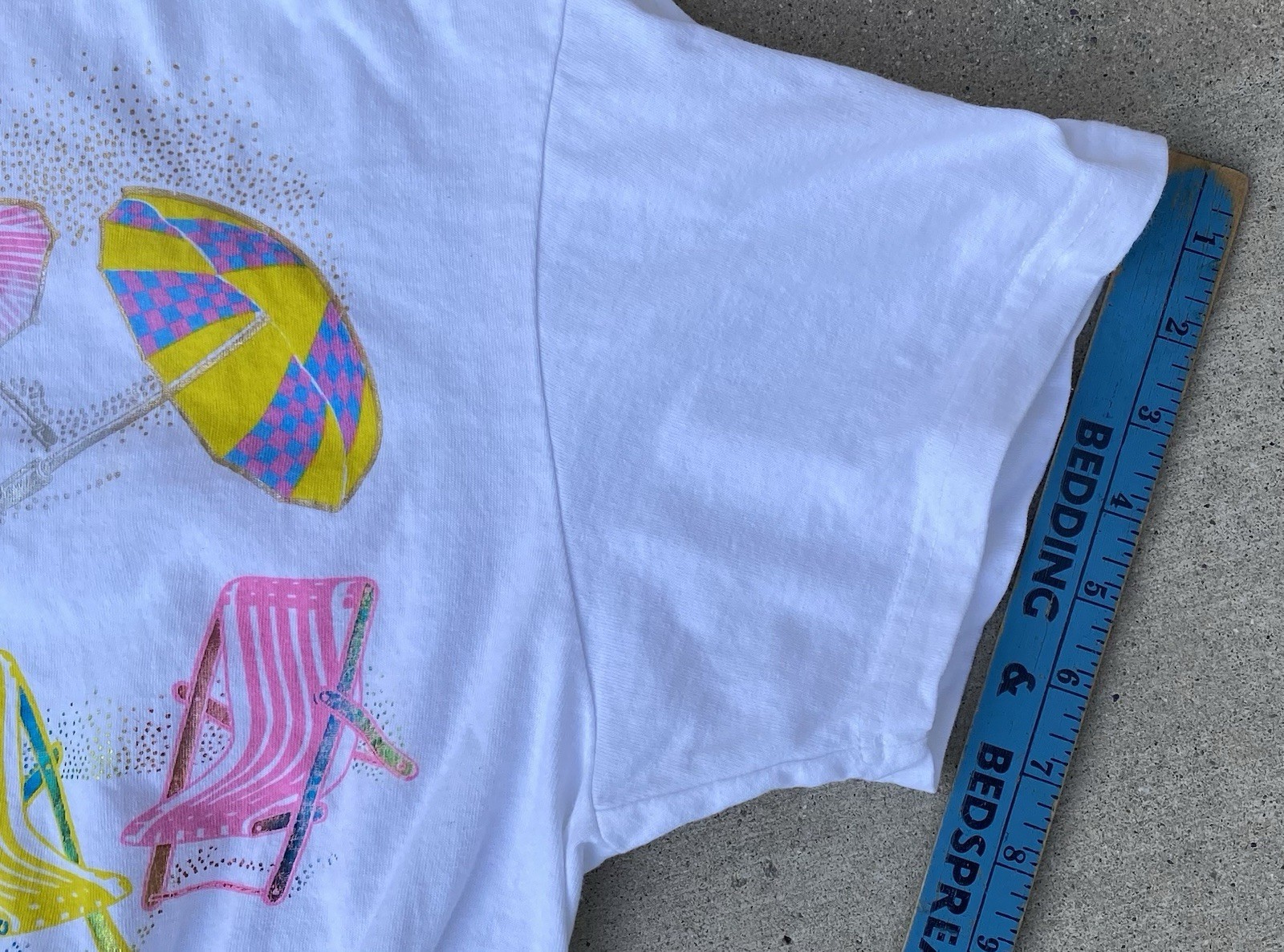 Basic Editions Beach Scene Shirt Top T Shirt 1980s 90s Worn One Size Vintage
