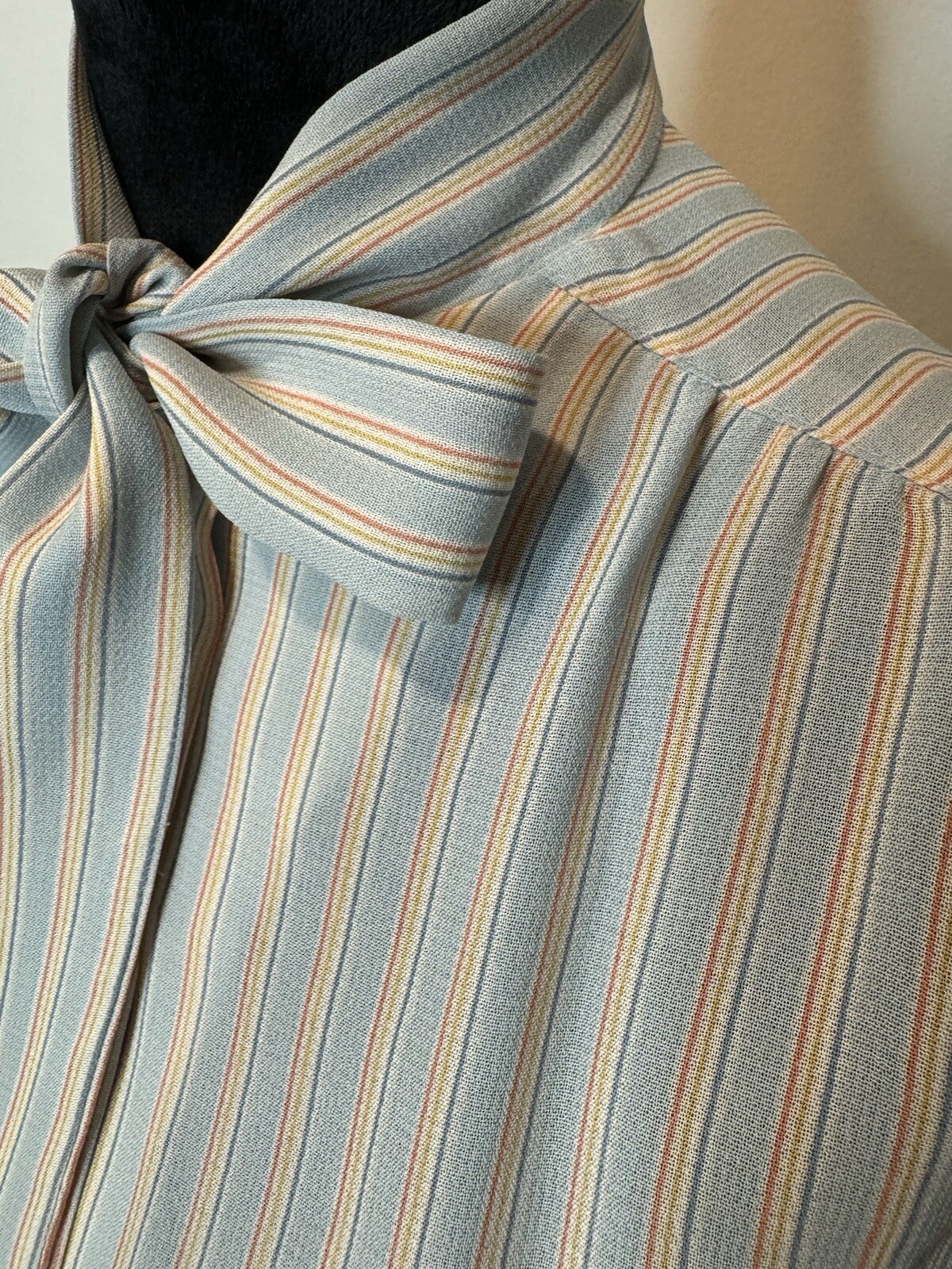 PANTHER Brand Vintage button-down 1970s Small Striped Blue Mod rockabilly