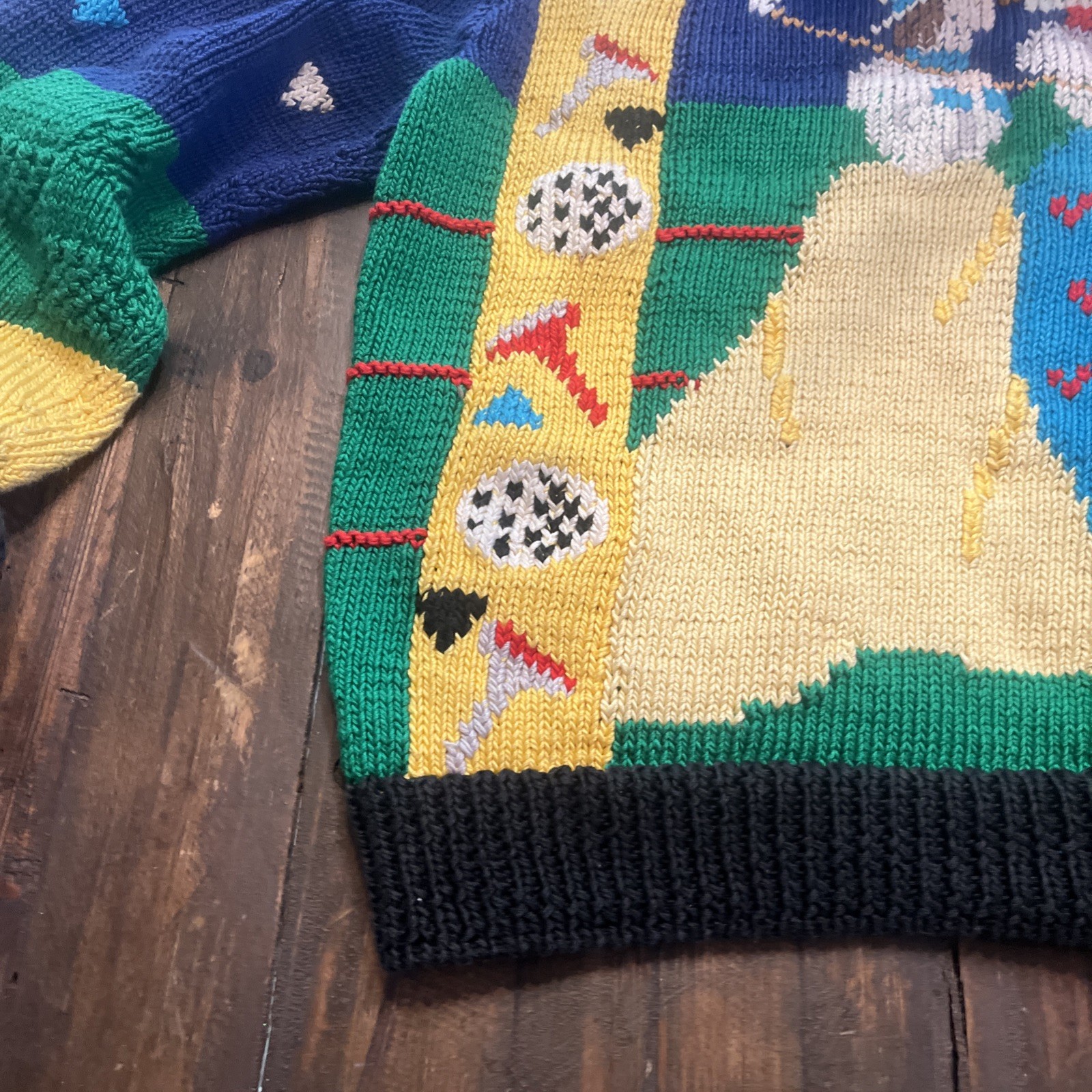 Rare Berek Vintage 1989 Multicolor Hand Knit Sweater Sz Small Golf theme Cute