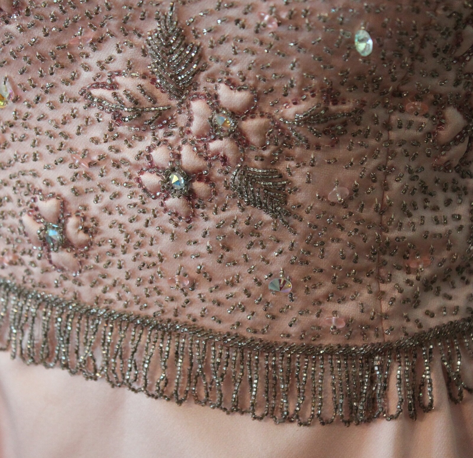 Vintage 1960s Pink Satin and Silver Beaded Victoria Royal Ltd. Hong Kong Gown