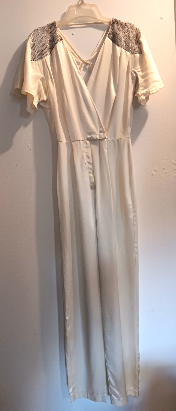 vintage 70’s satin beaded disco Ala Carte California jumpsuit sz S XS