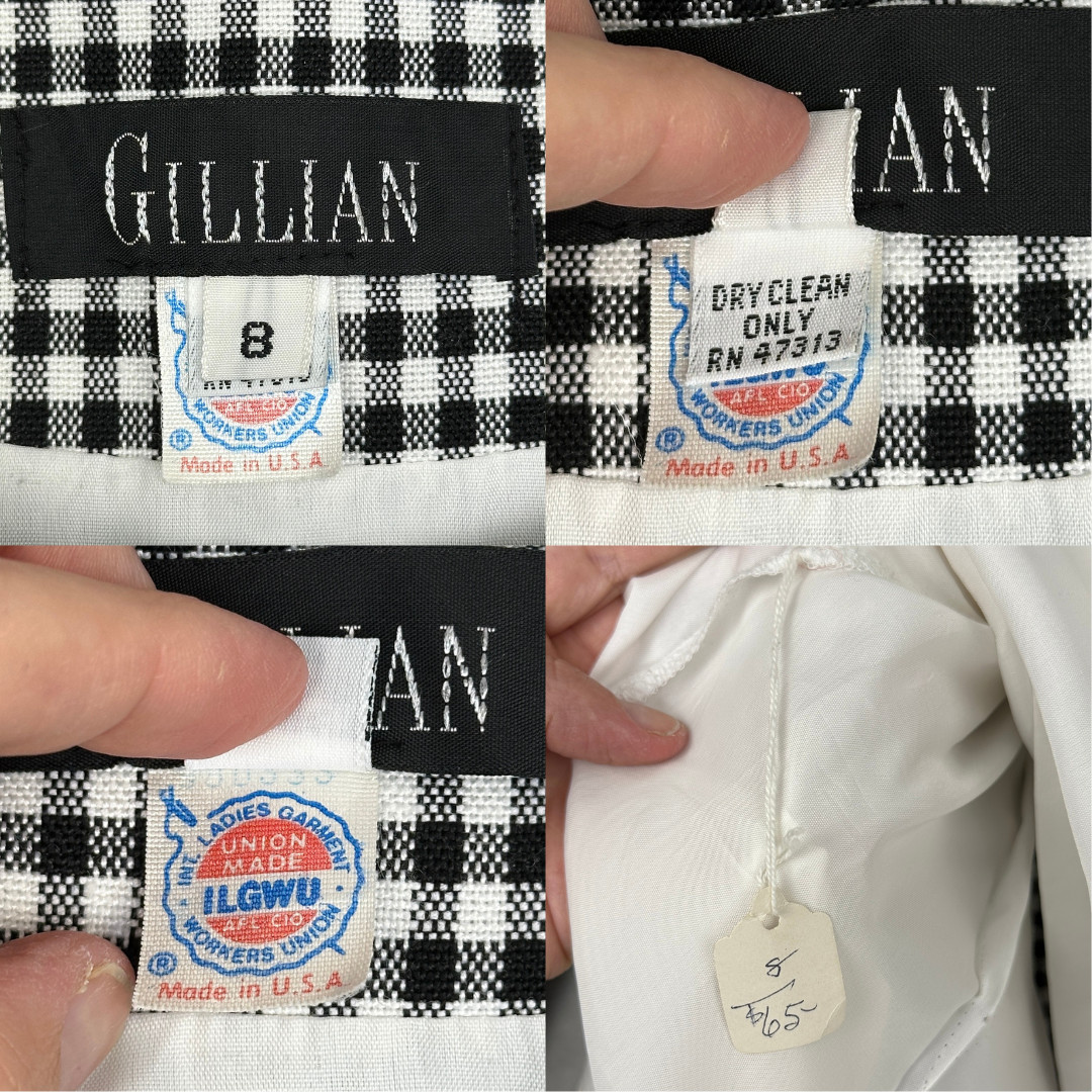 Vtg Gillian Dress 8 Gingham Sheath USA ILGWU Union 80s 90s Career Office Retro