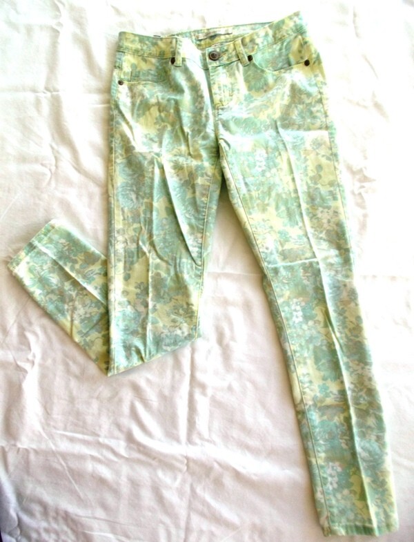 Jeans ~Flower / Floral~ SKINNY Green Yellow Blue ~ LC LAUREN CONRAD
