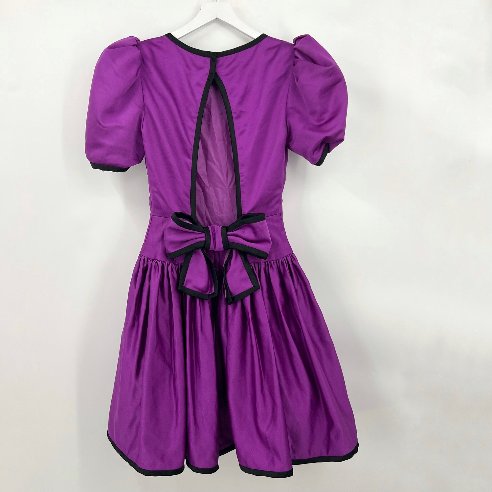 Vintage Victor Costa Poofy Prom Evening Dress Open Back Big Bow Purple Sz Medium