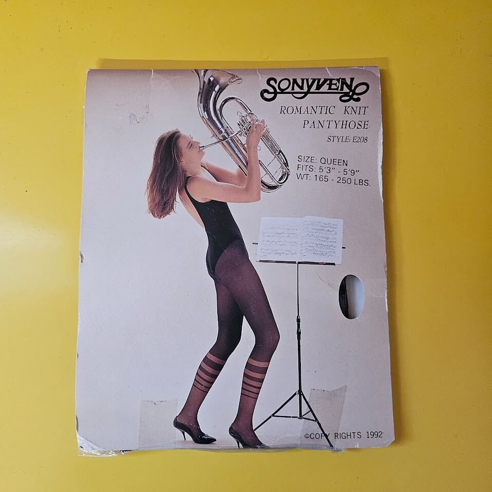 Vintage 90s Hipster Romantic Ringer Socks Tights Stripe Pantyhose Queen XL/XXL