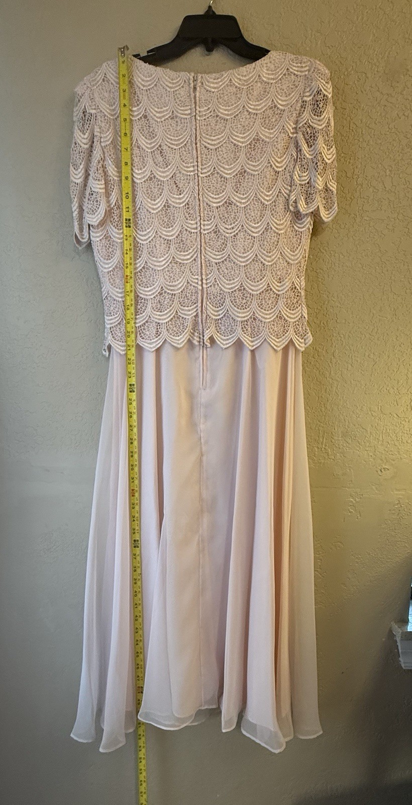 Vintage 60s 70s 80s After Dark Dusty Peach/Pink Scalloped Mother Of Bride Dress