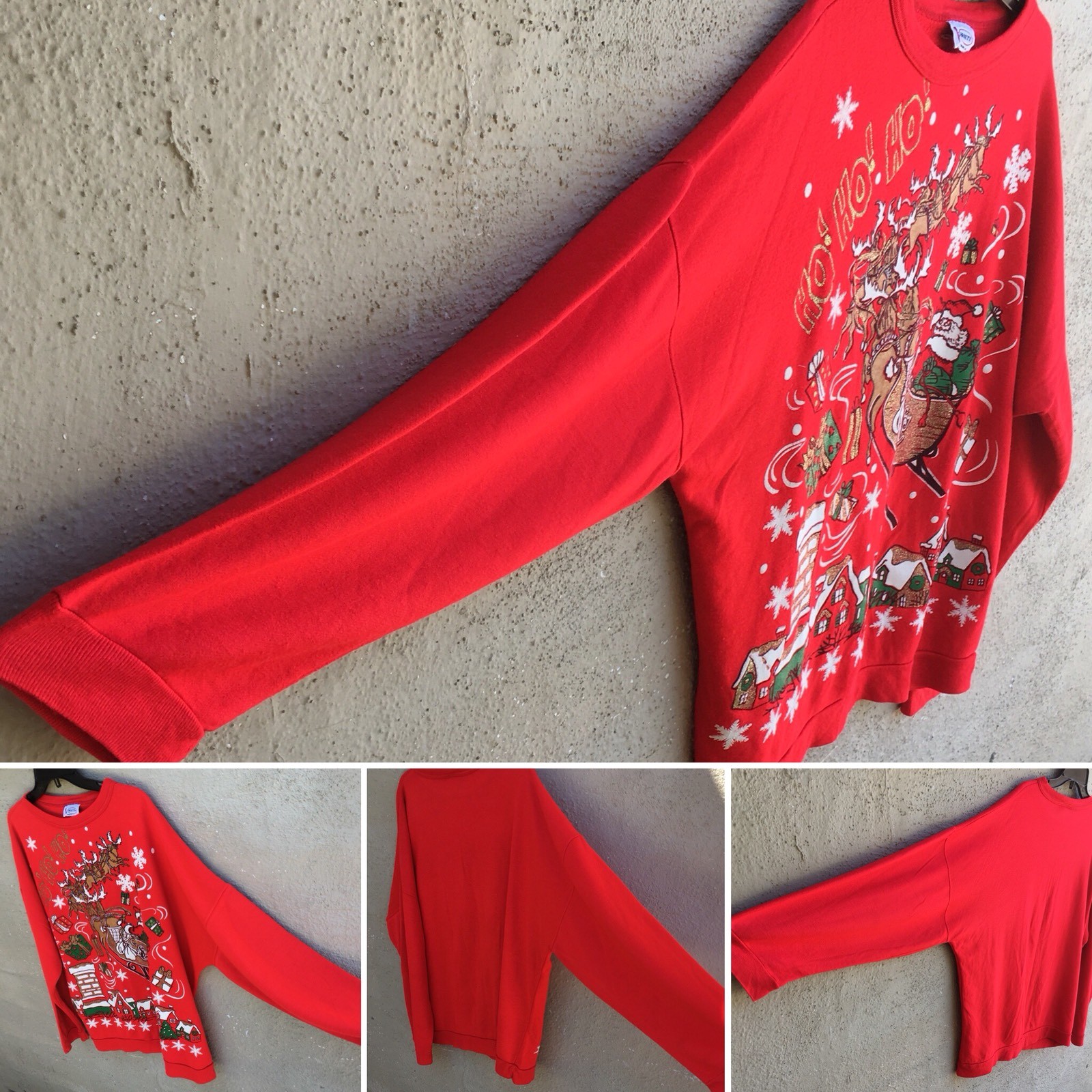 Vintage Variety Christmas Graphic Sweatshirt Variety Knit Made In USA One Size