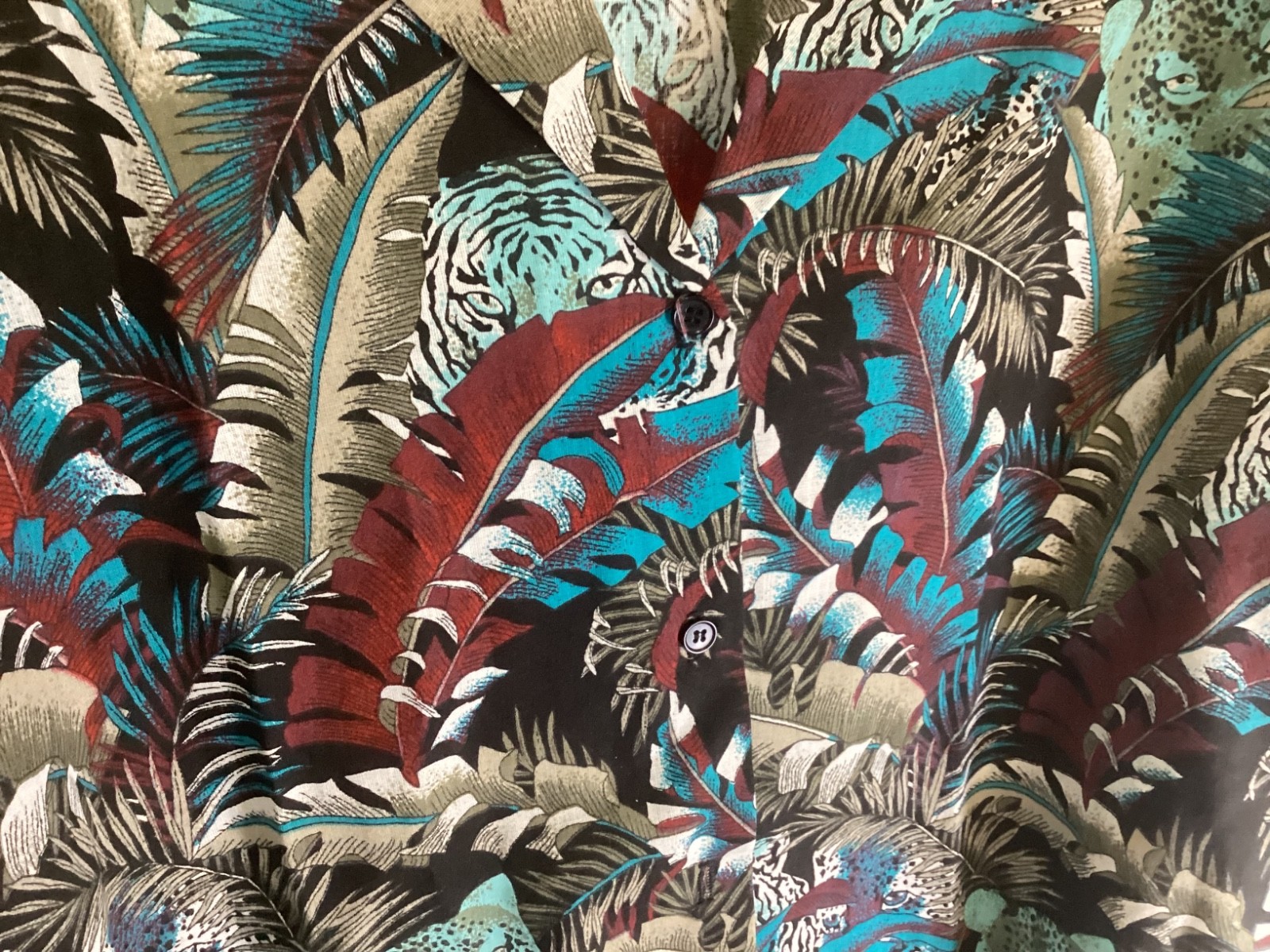 VTG 90s Caribou Tropical Safari Button Down Shirt Made in USA~Sz 8~ NOS