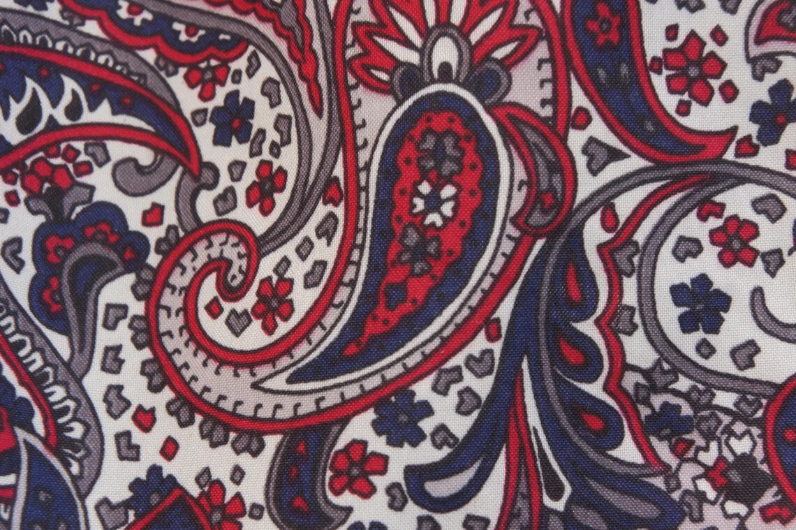 Vintage 80s Paisley Print High Collar Puff Sleeve Blouse Retro Secretary Bohemia