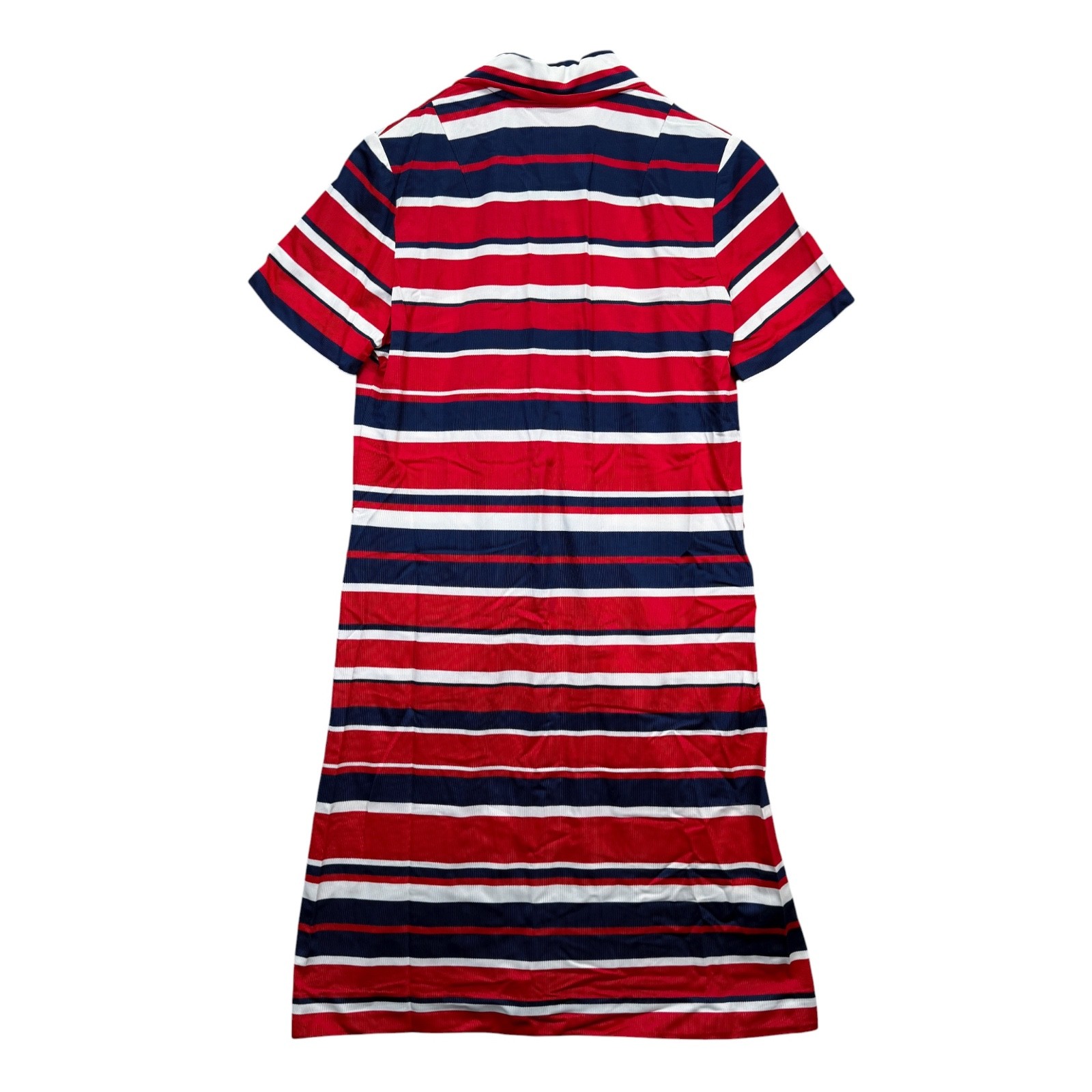Boutique Loungewear 70’s Red White & Blue Striped Dress USA Pockets Collared M
