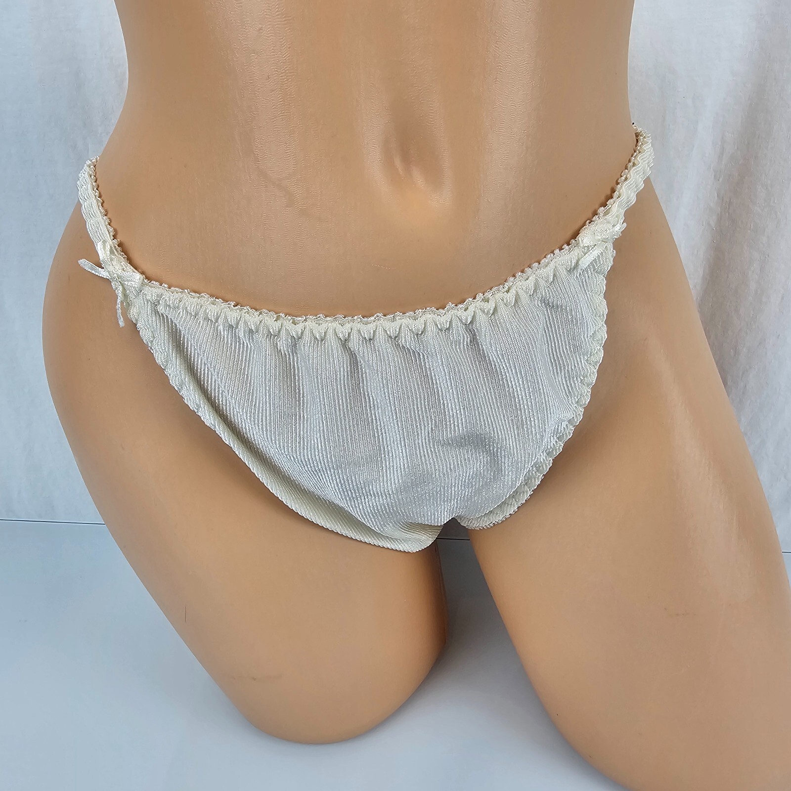 Shiny Satin Ribbed String Bikini Panties Silky Smooth XL