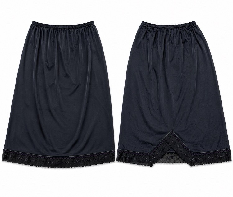 Half Slip Vintage Lingerie Nylon Velrose Skirt Liner Black Large Lux Skirt Lace