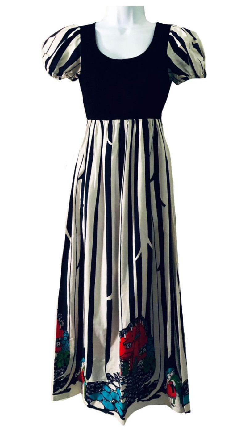 Holly Gloria Moret of California VTG 70’s Rare Fairytale Maxi Cotton dress SM