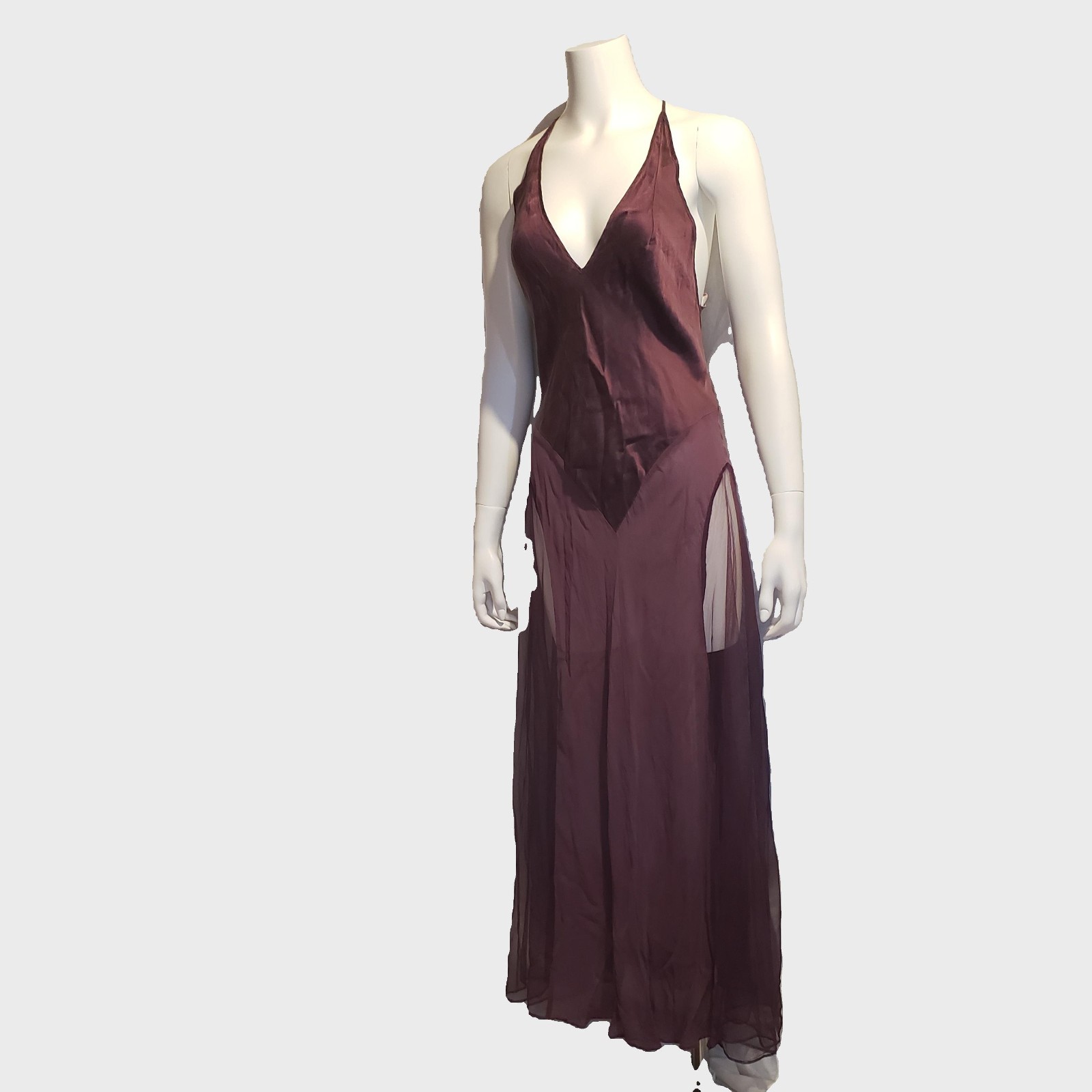 Victoria’s Secret Silk Satin Long Nightgown Slip Medium Plum Purple Dress