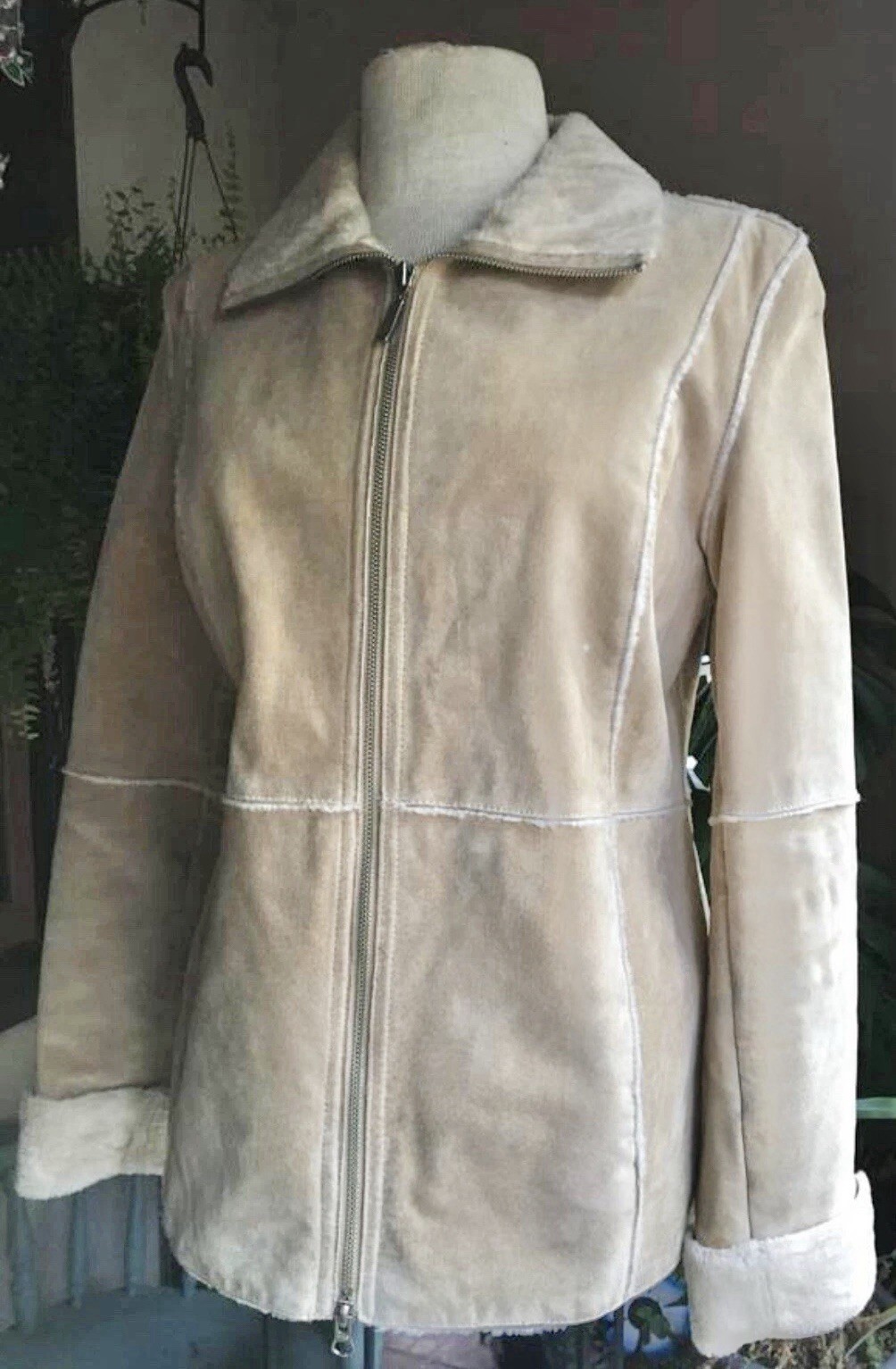 Vintage 90s WINLIT Genuine Leather Suede Coat Size S Rancher Shearling Jacket