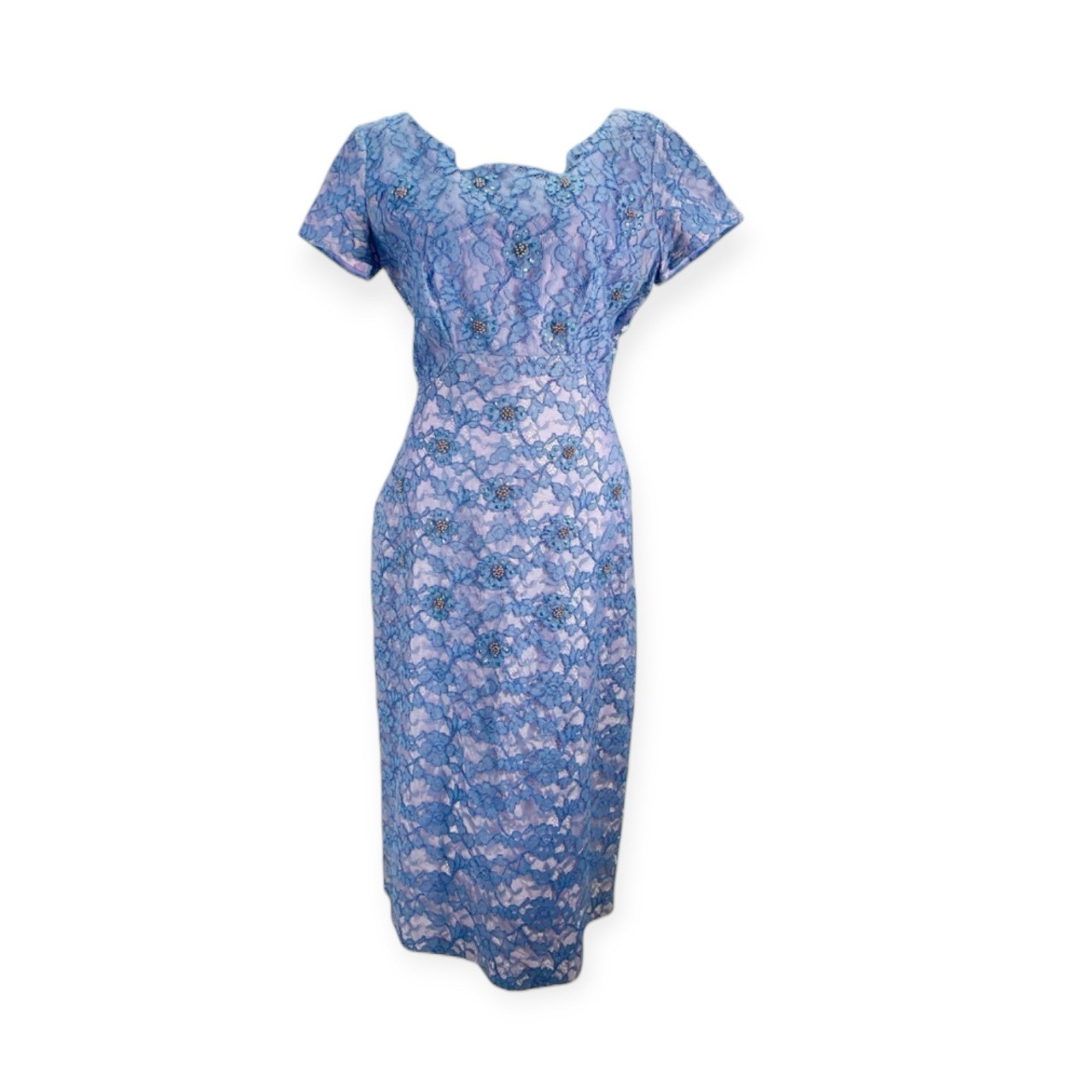 VTG 1950s MCM BEAD LACE COCKTAIL Party DRESS ROCKABILLY VAMP HOLLYWOOD STAR GLAM