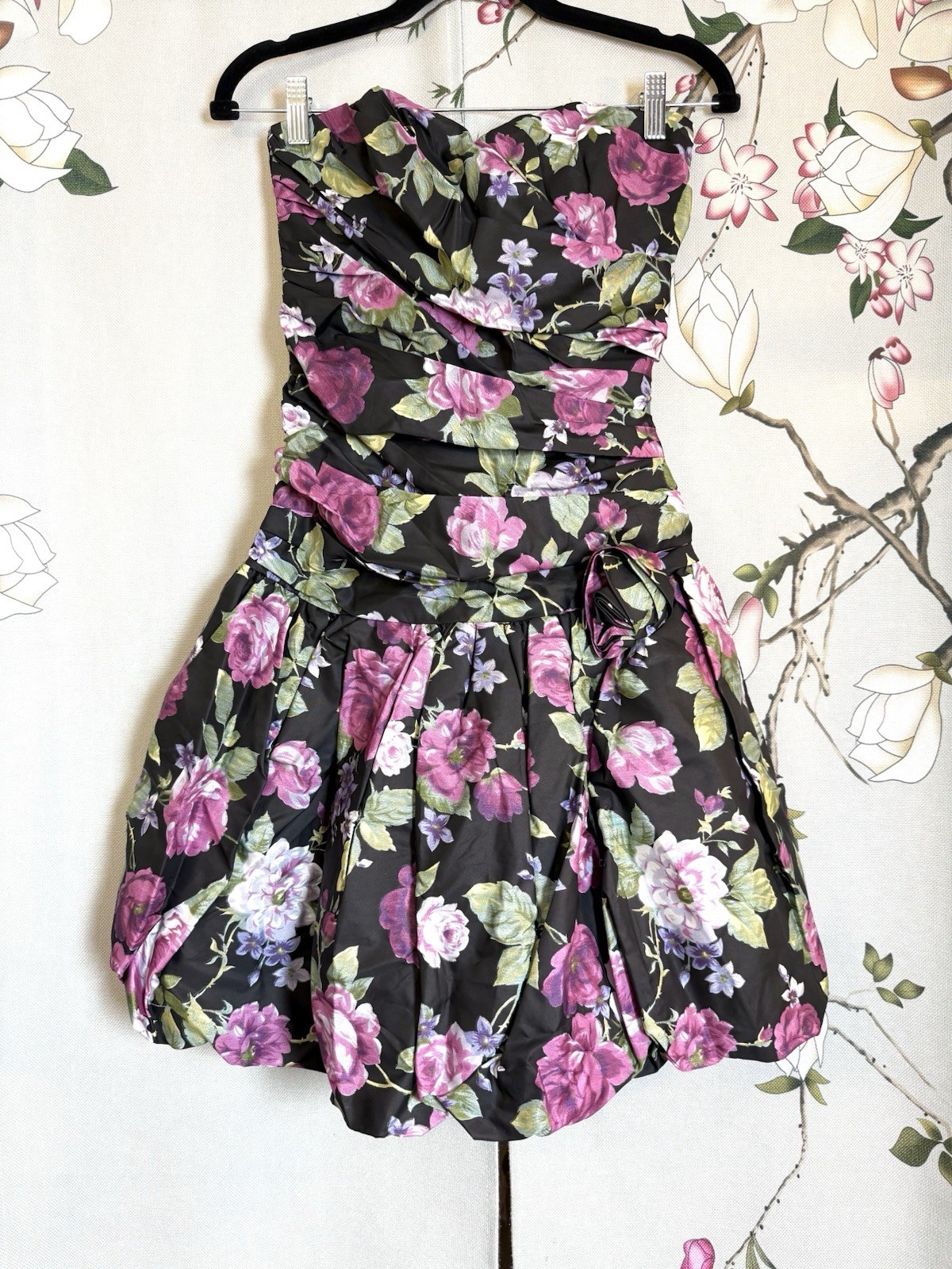 Vintage 80s Cabbage Rose Strapless Bubble Dress NOS 55,000 Dress Collection
