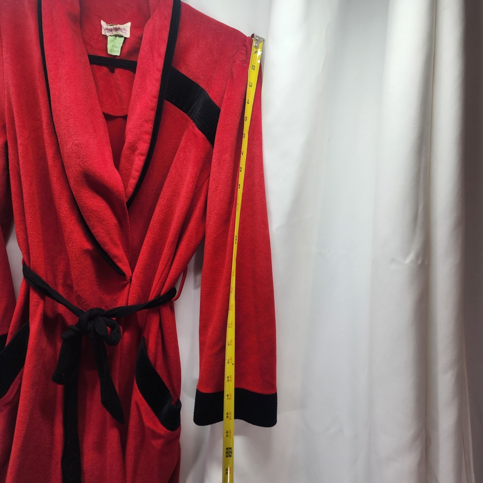 Vintage Evelyn Pearson Red Black House Coast Dressing Gown Small Loungewear Robe