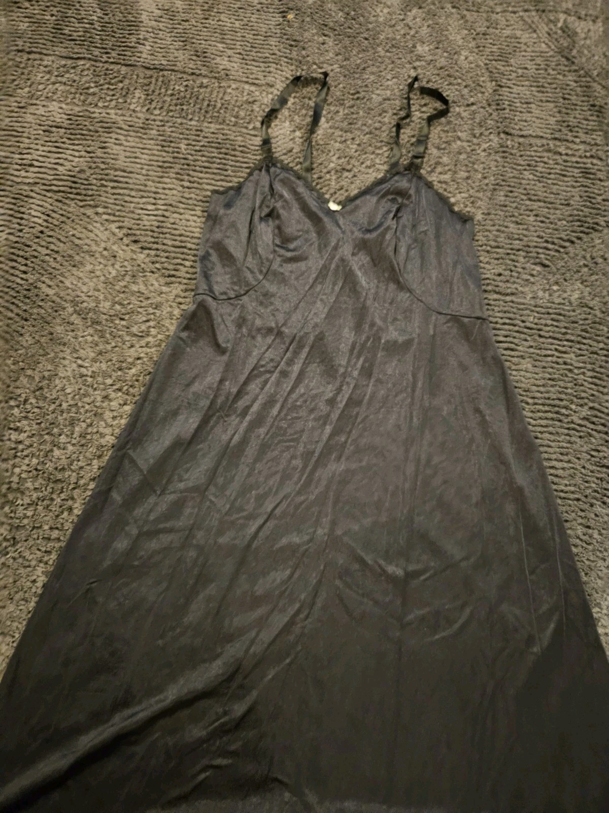 Vintage Olga Black Slip Dress Nightgown Negligee size 38 Lace Wedding Bridal