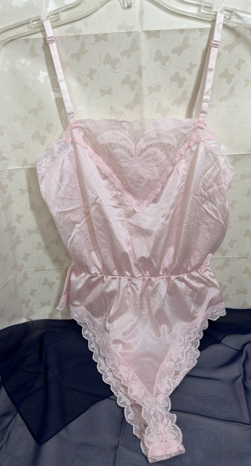Sweet Pink Floral Vintage Ashley Taylor Teddy Lingerie USA EC Small