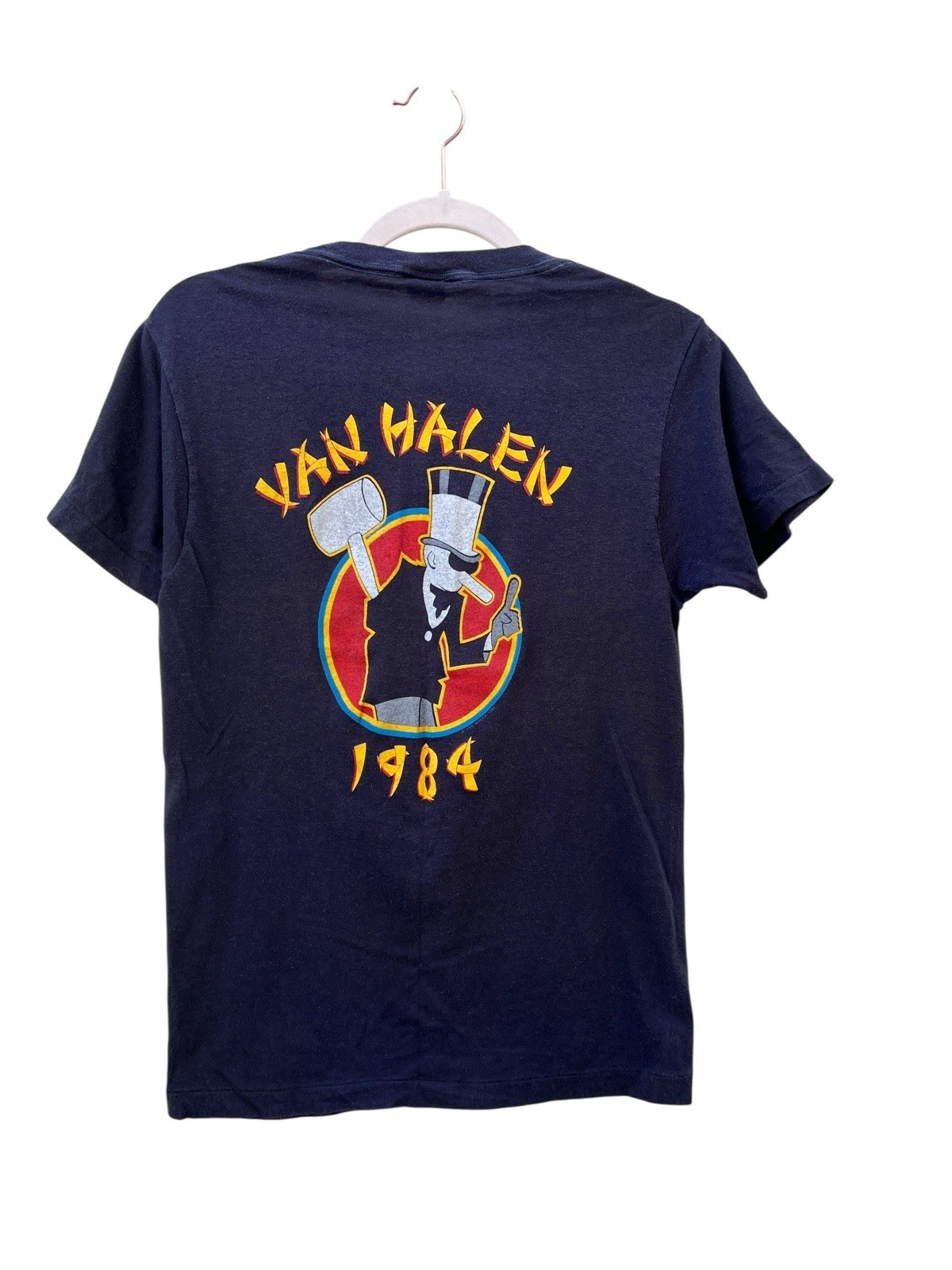 Van Halen True Vintage Tour of the World 1984 Eagle Print Ched Black Shirt Large