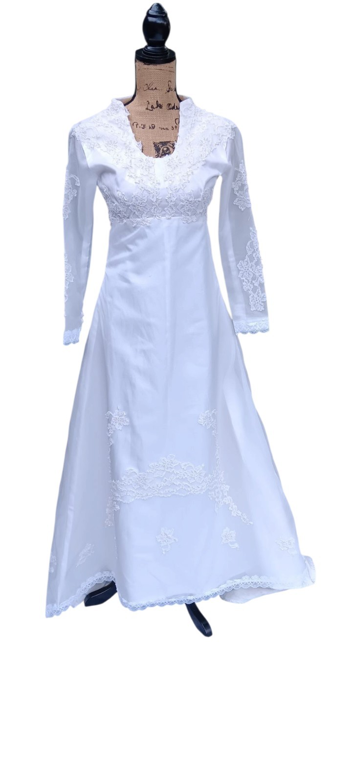 1960s beaded bridal off white Cream chiffon Organza wedding Ball gown dress XS-S
