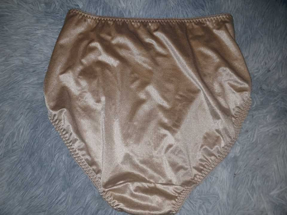 Vtg Vanity Fair Beige Satin Nylon Hi Cut Panties SZ 2XL 9