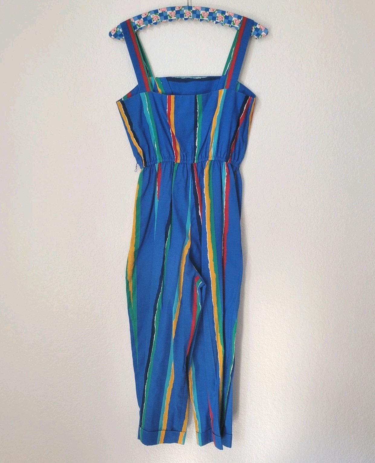 Vintage 70s Colorful Striped Jumpsuit Romper Playsuit XS/S 100% Cotton Cropped