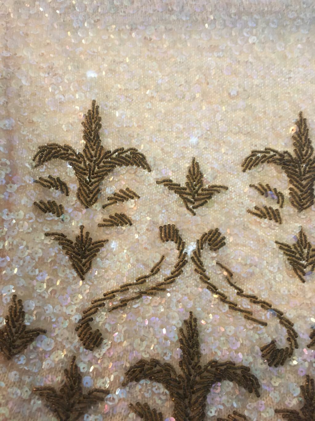 VINTAGE Art Deco Hand- Beaded Wool Sleeveless Shell Top Cami Hong Kong fringe