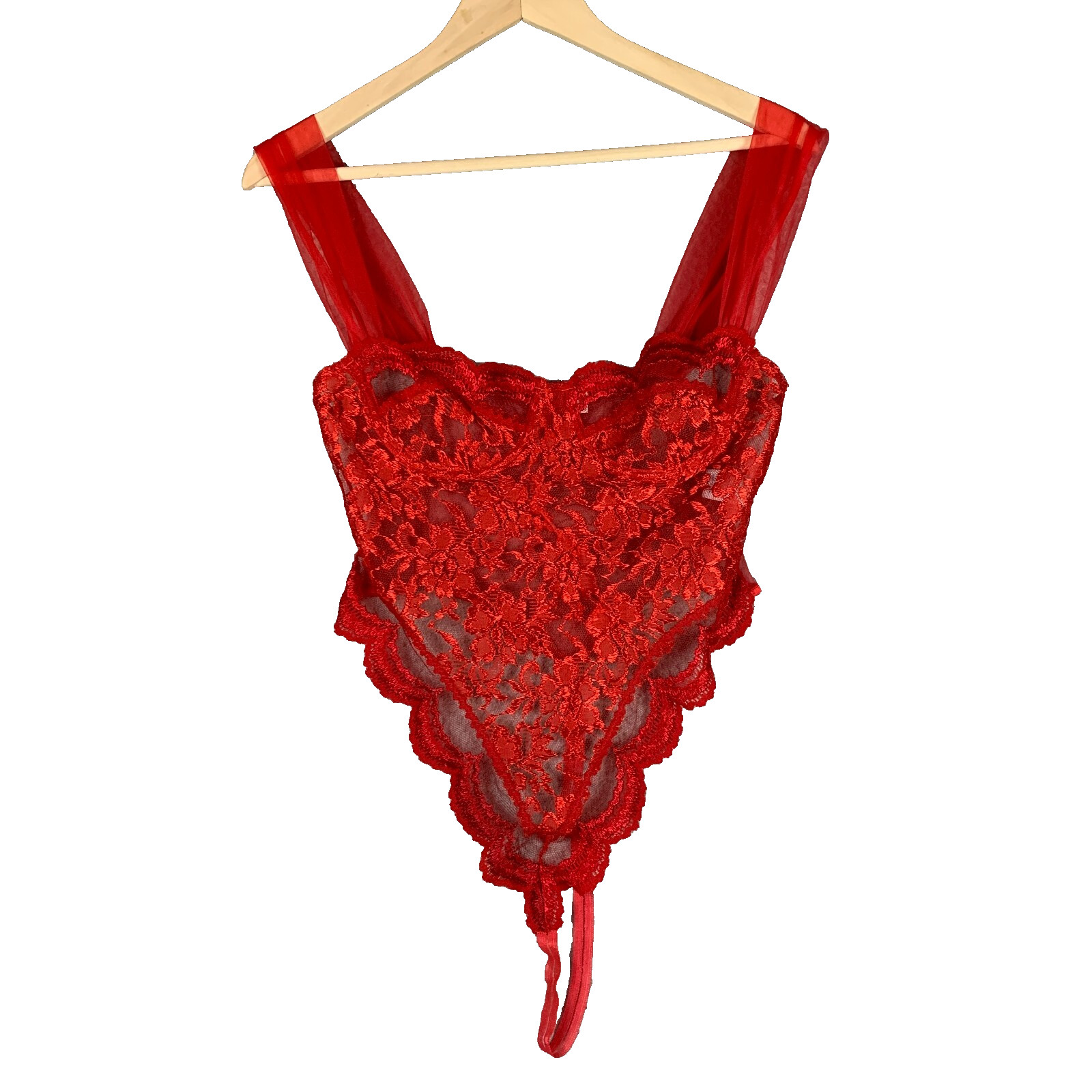 Vtg 60s Romantic Moods Lingerie Small Red Lace Underwire USA Valentines