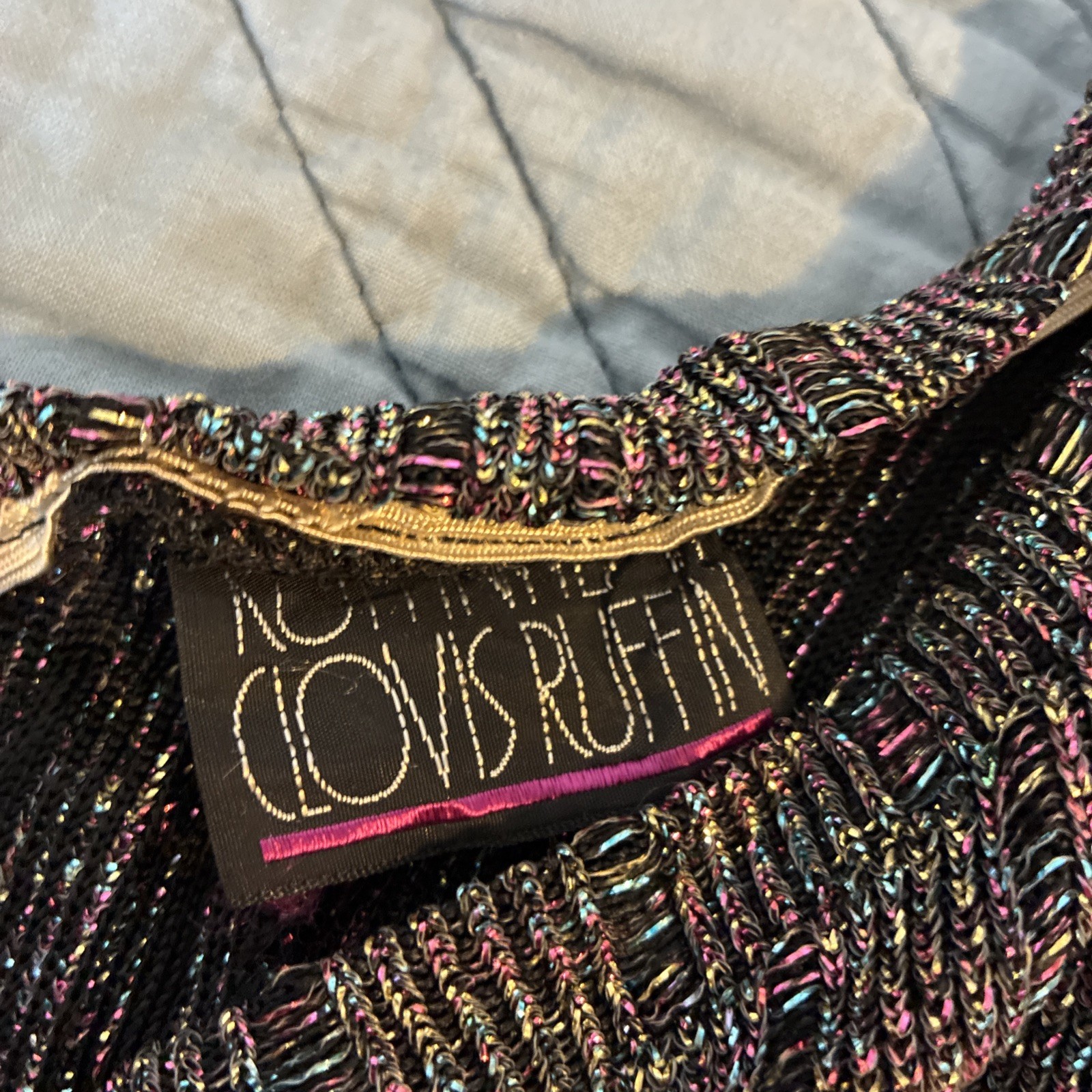 RARE Ruffinwear Clovis Ruffin 70s Disco Gown multicolored lurex knit Blk XS /XXS