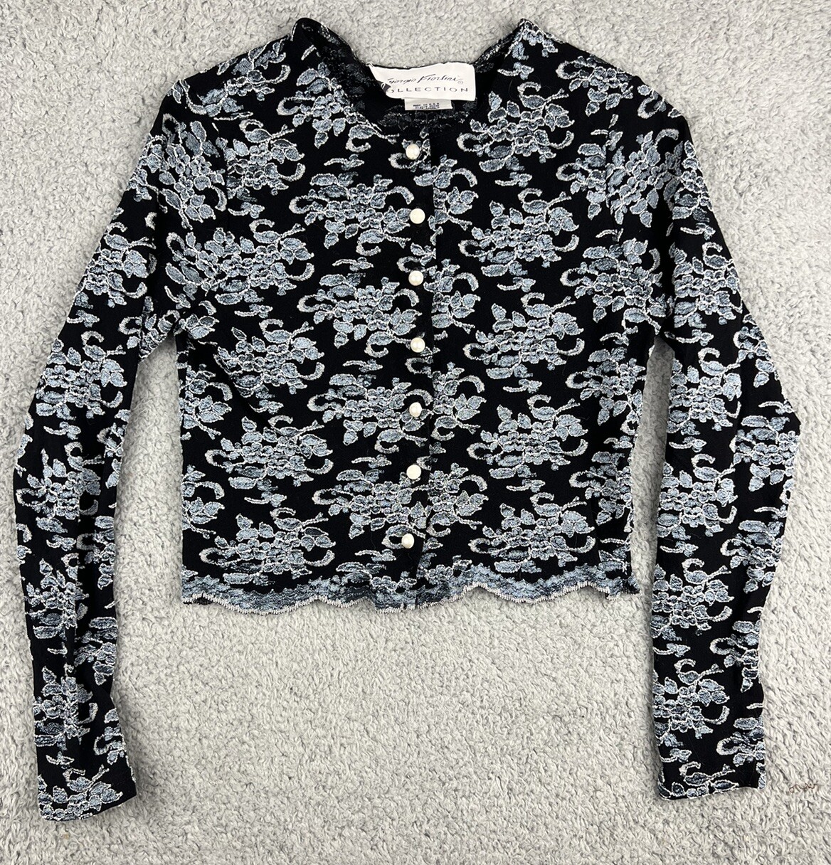 Vintage Giorgio Fiorlini Womens XS Crop Jacket Lace Sheer Stretch USA Y2K 90s