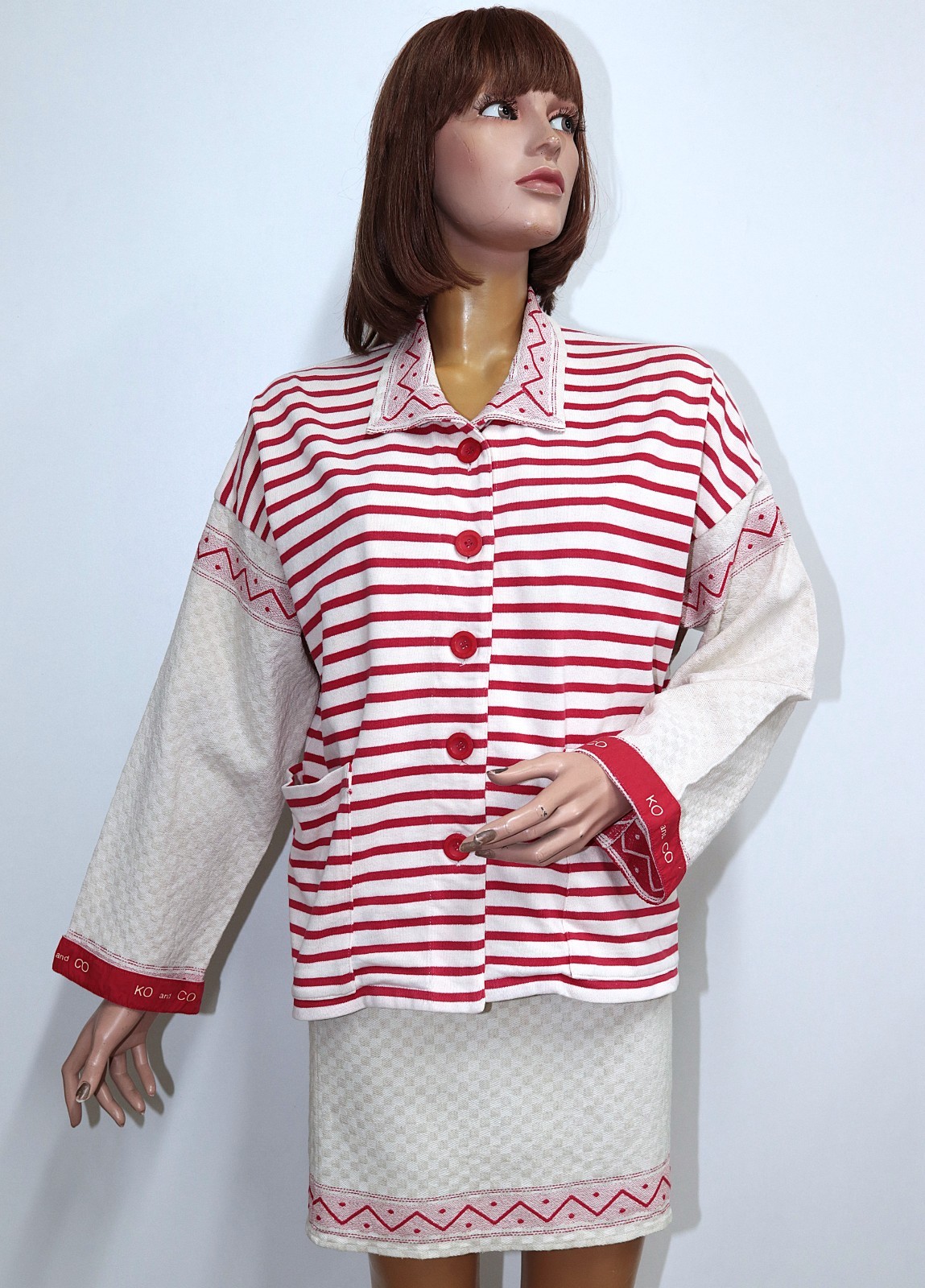 Vintage 1980s JC DE CASTELBAJAC KO & CO Cotton/Linen Suit Jacket/Skirt Size M