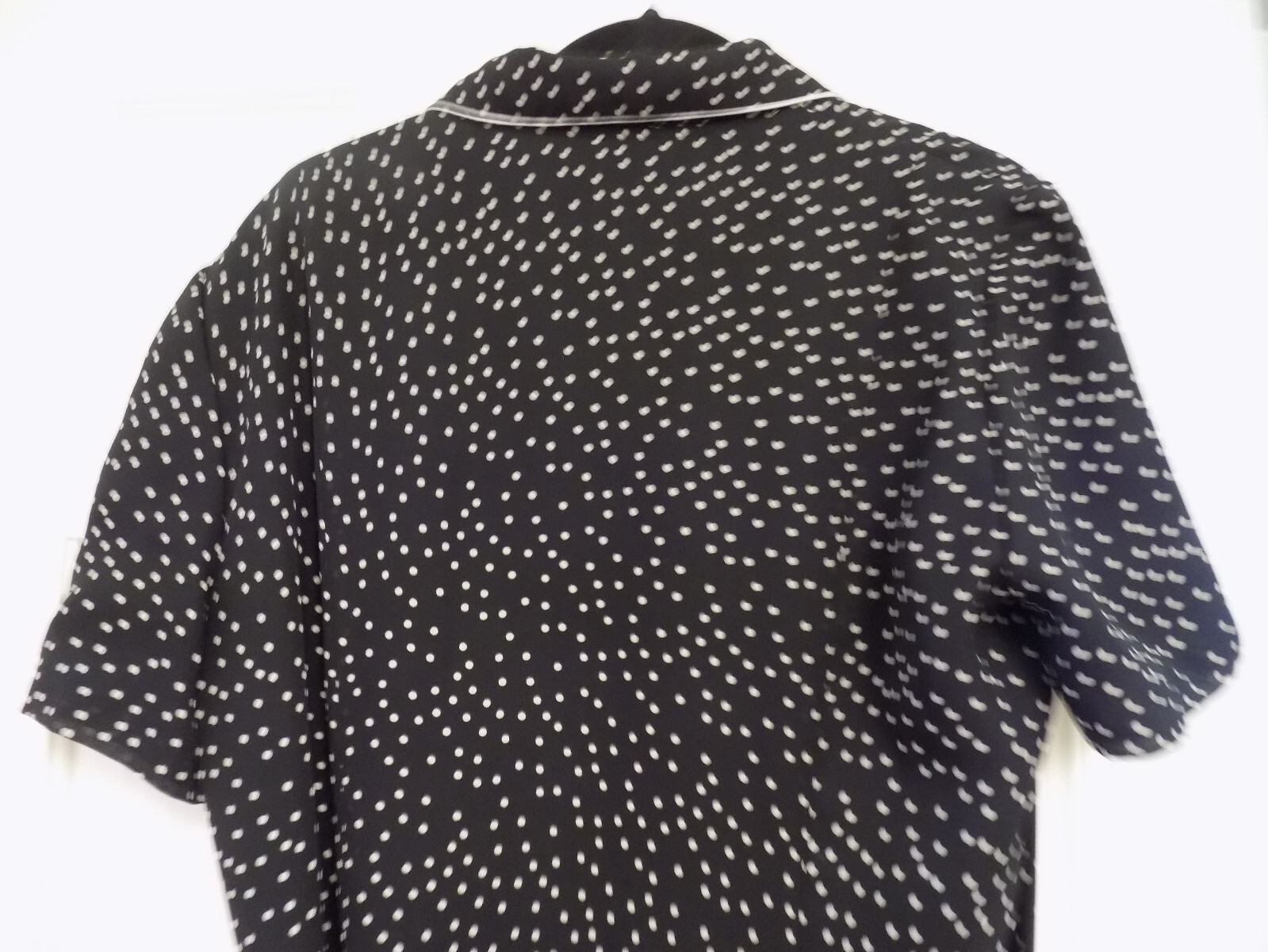 Vtg David Warren Full Button Front Shirt Dress Black White Polka Dot Sz 14 EUC