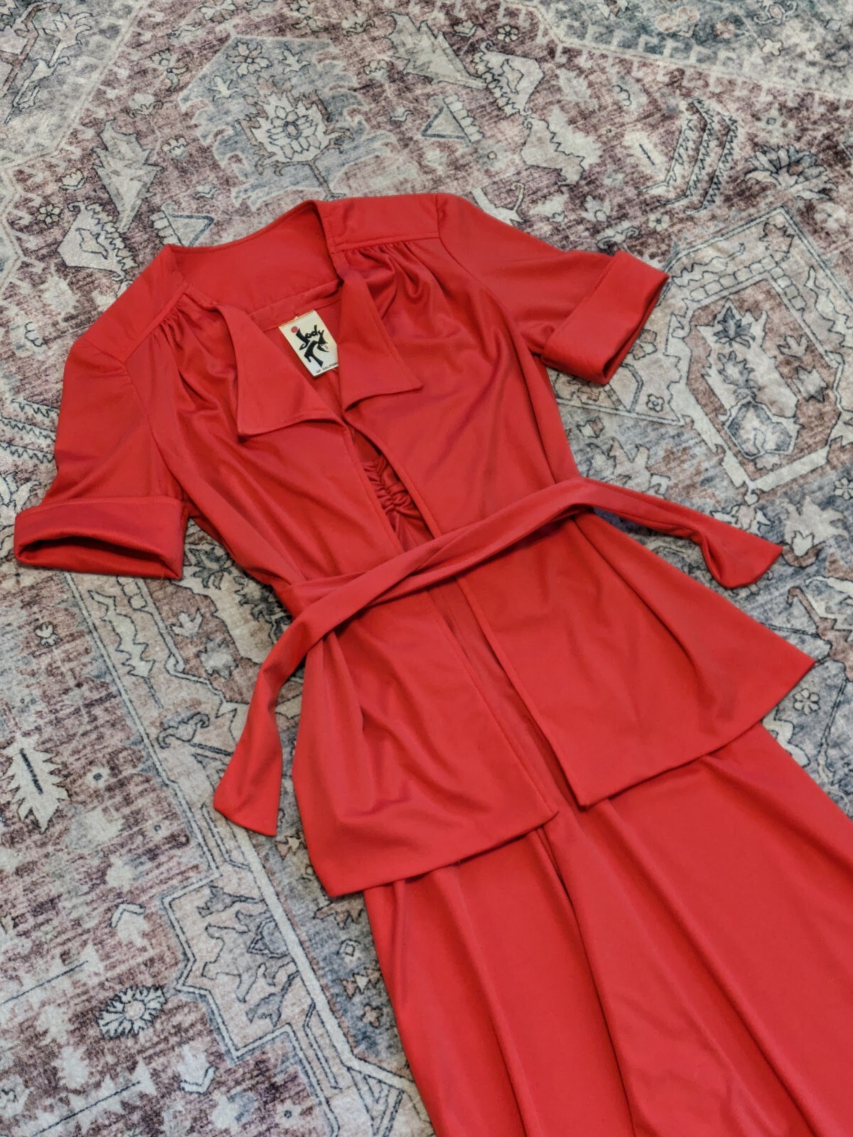 Vintage Jody T Of California Two Piece Dress And Cardigan Monochrome Set Belt