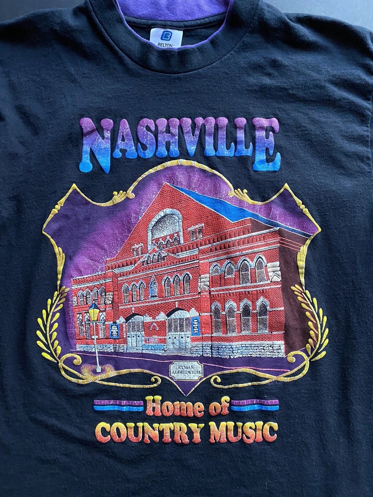 Vintage Ryman Auditorium ☆ Nashville T-shirt ☆ Black & Purple ☆ Belton