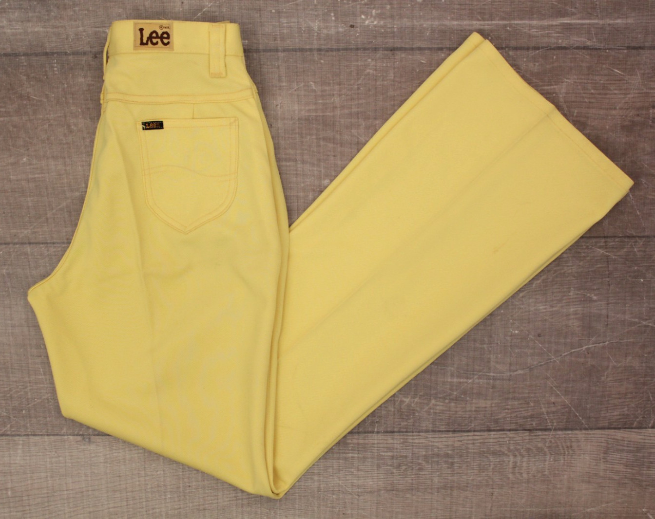 VTG Women’s 70s NOS Pale Yellow Lady Lee High Waist Pants Sz 28″ 1970s Polyester