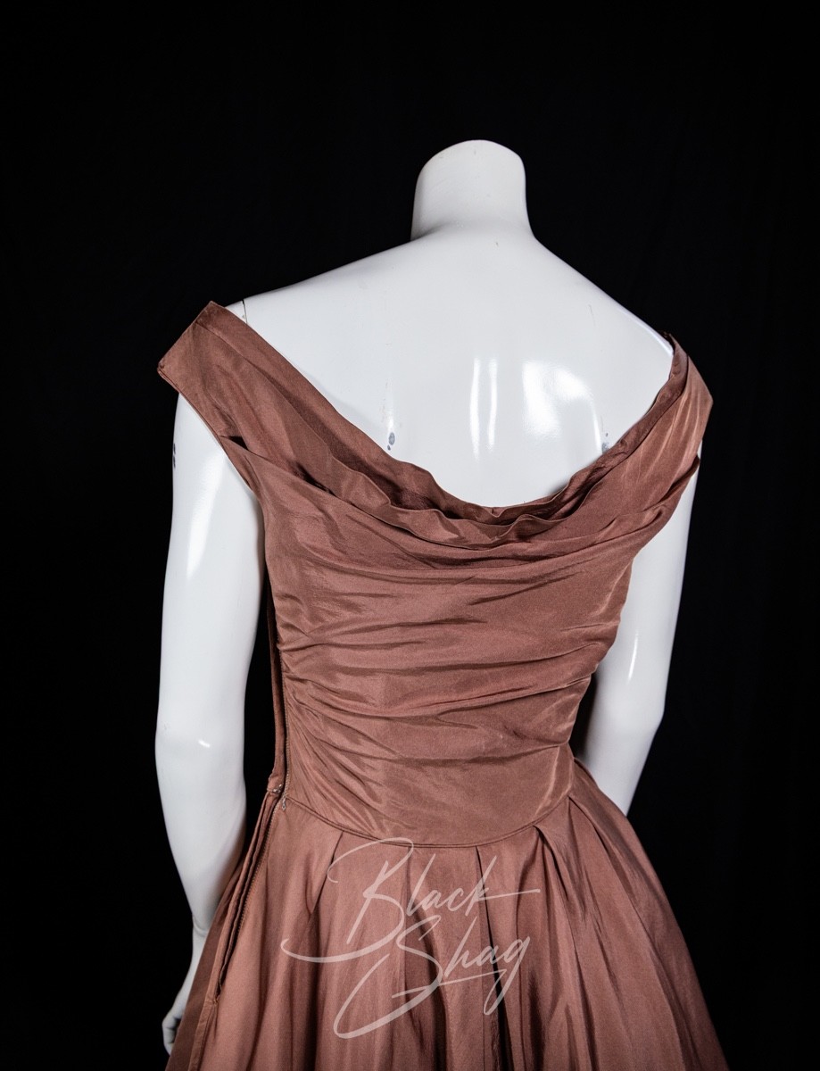 Vintage Ceil Chapman 1950s Cocktail Dress Dusty Rose Taffeta