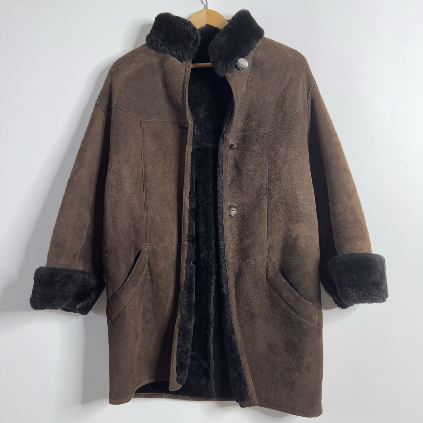 Vintage Shearing Sheepskin Coat Women’s S Brown Bergdorf Goodman Searle Blatt