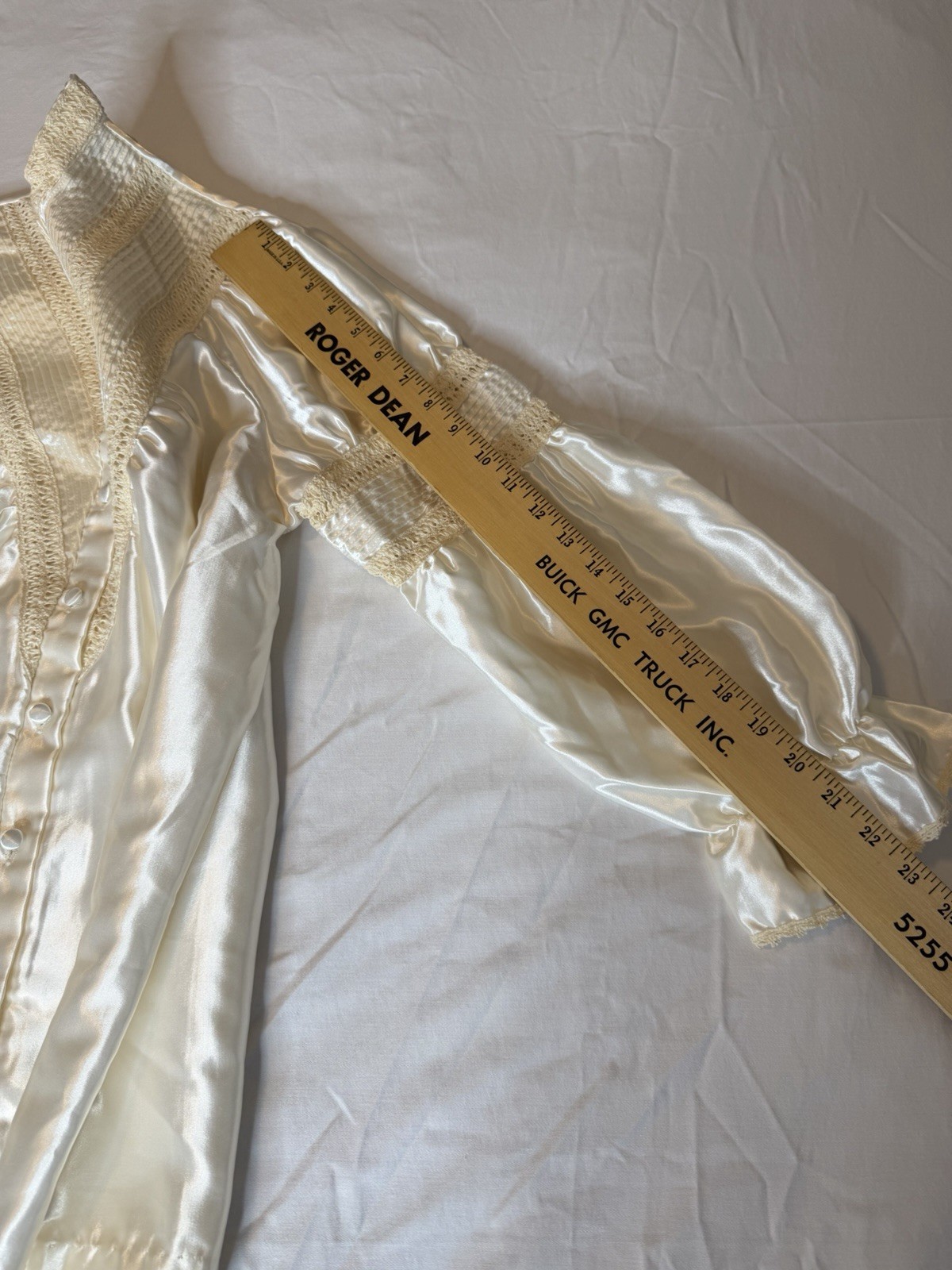 Vintage 80s Ilise Stevens Cream Satin Bridal Pajama Set M Theater Costume